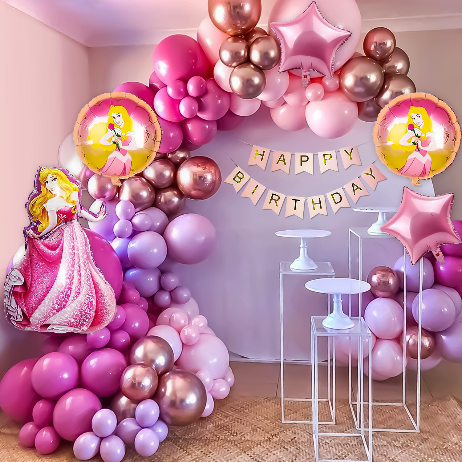 Princess Aurora Theme Foil Balloons Set pack of 5