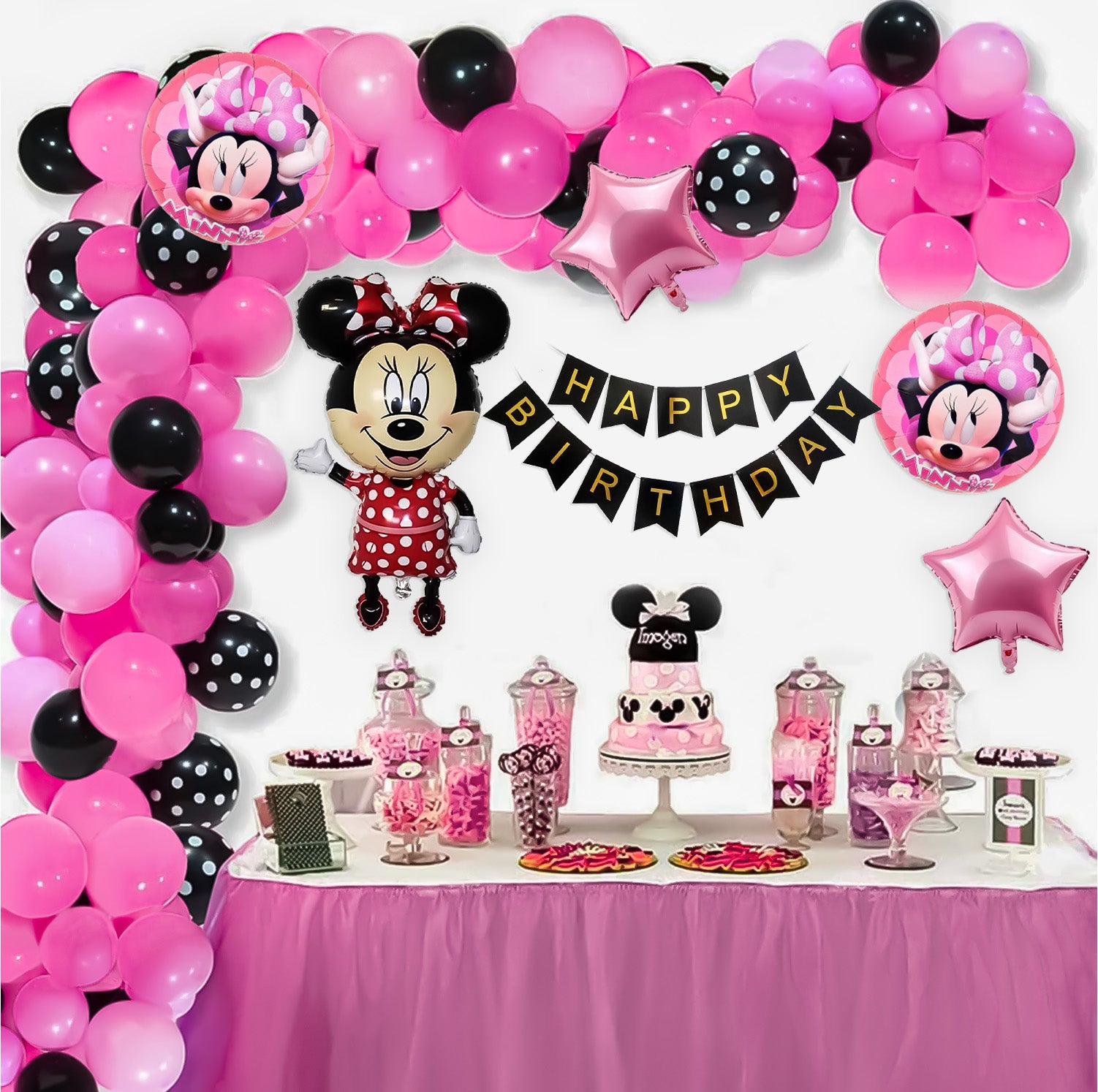Minnie theme birthday decor items