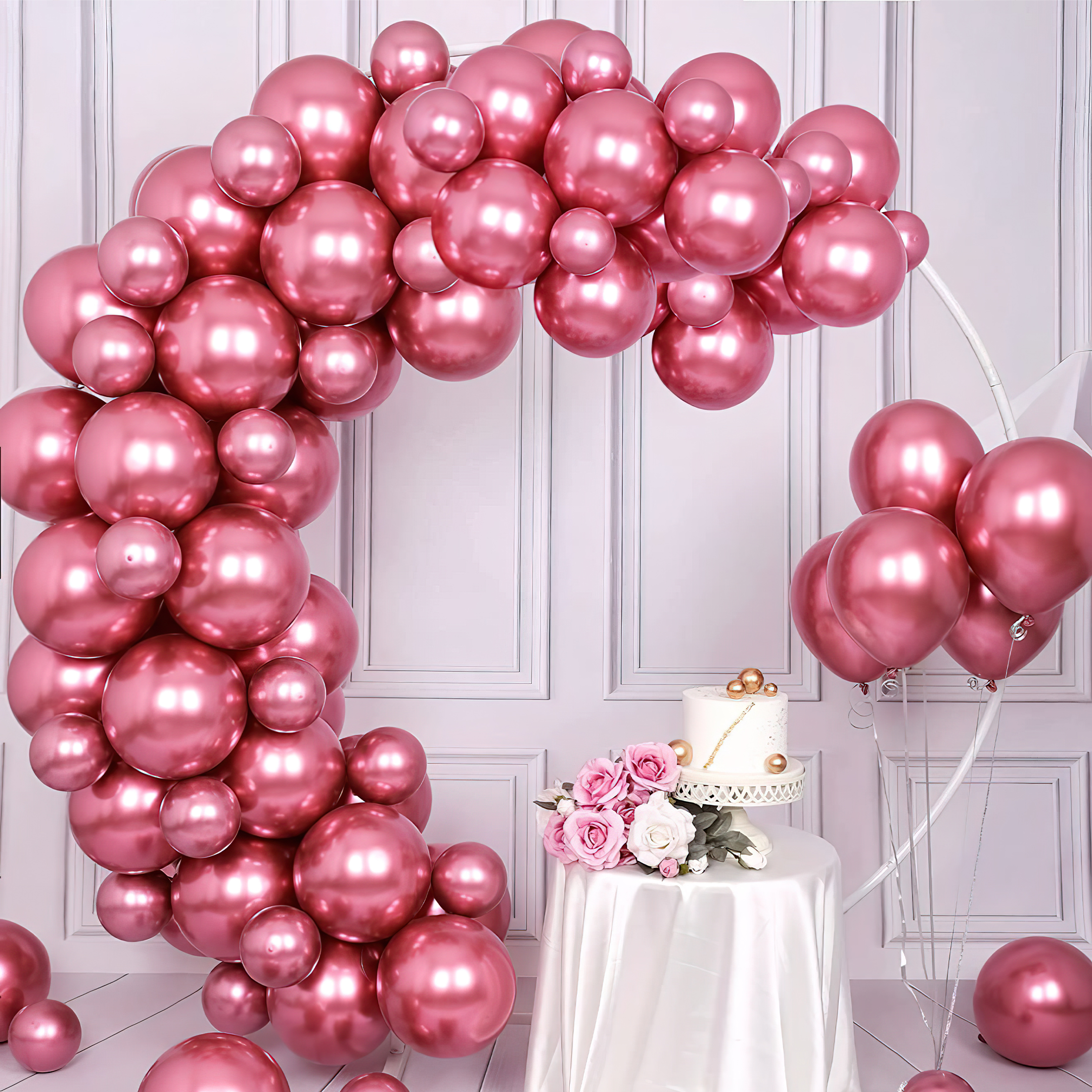Rose Pink Chrome Balloons for bride to be , birthday party for girls