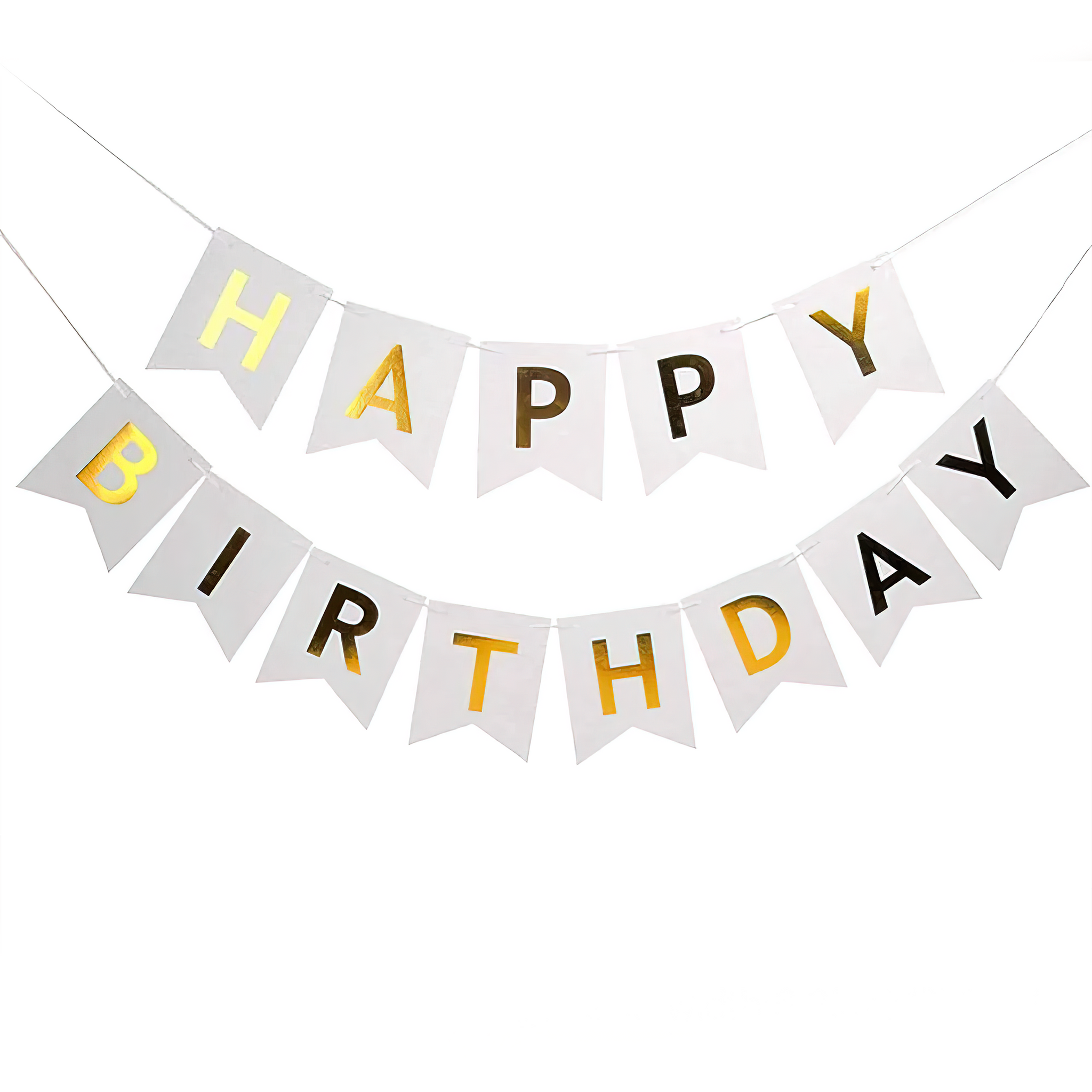 White Happy Birthday Paper Banner