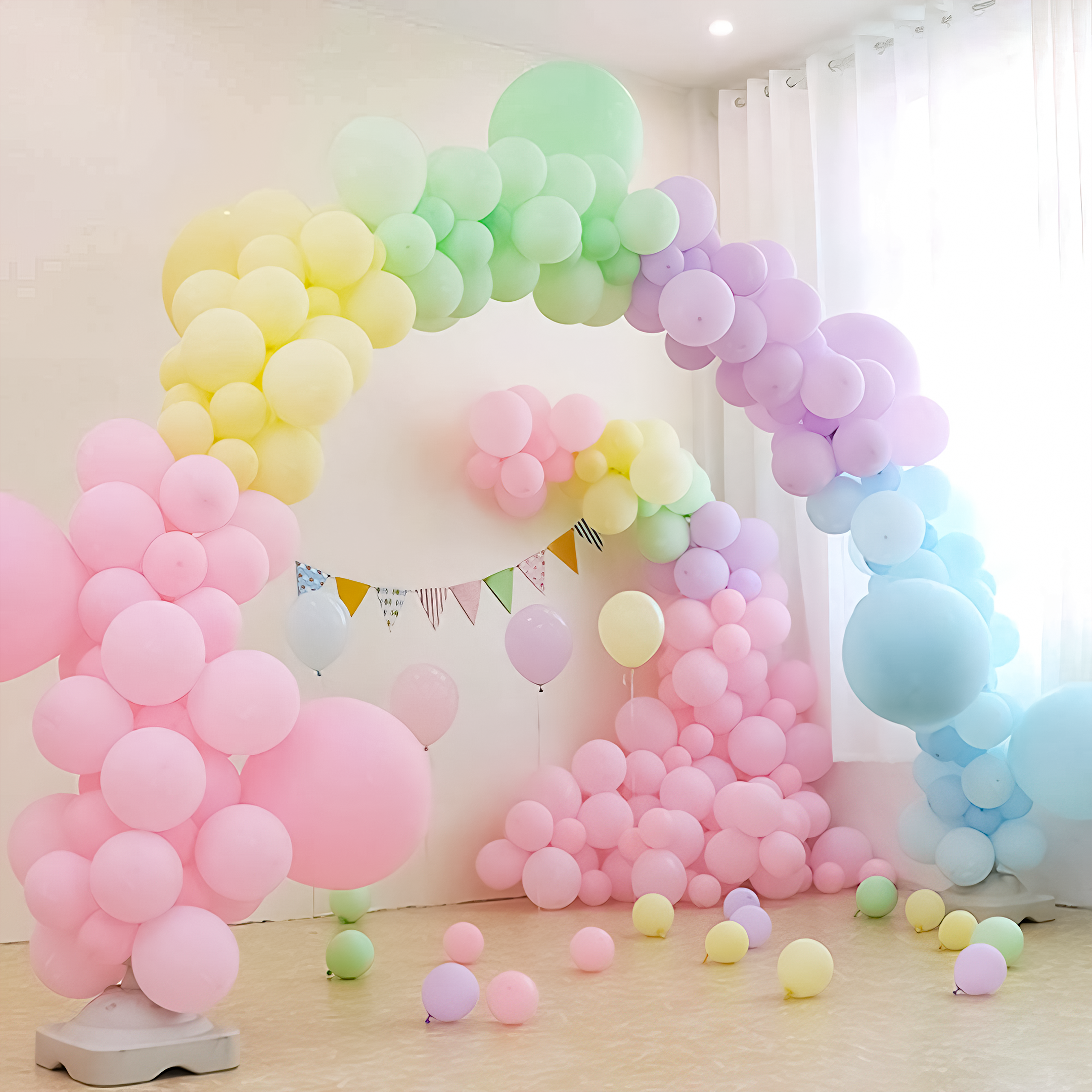 60 Pastel Rainbow Balloons for Decoration