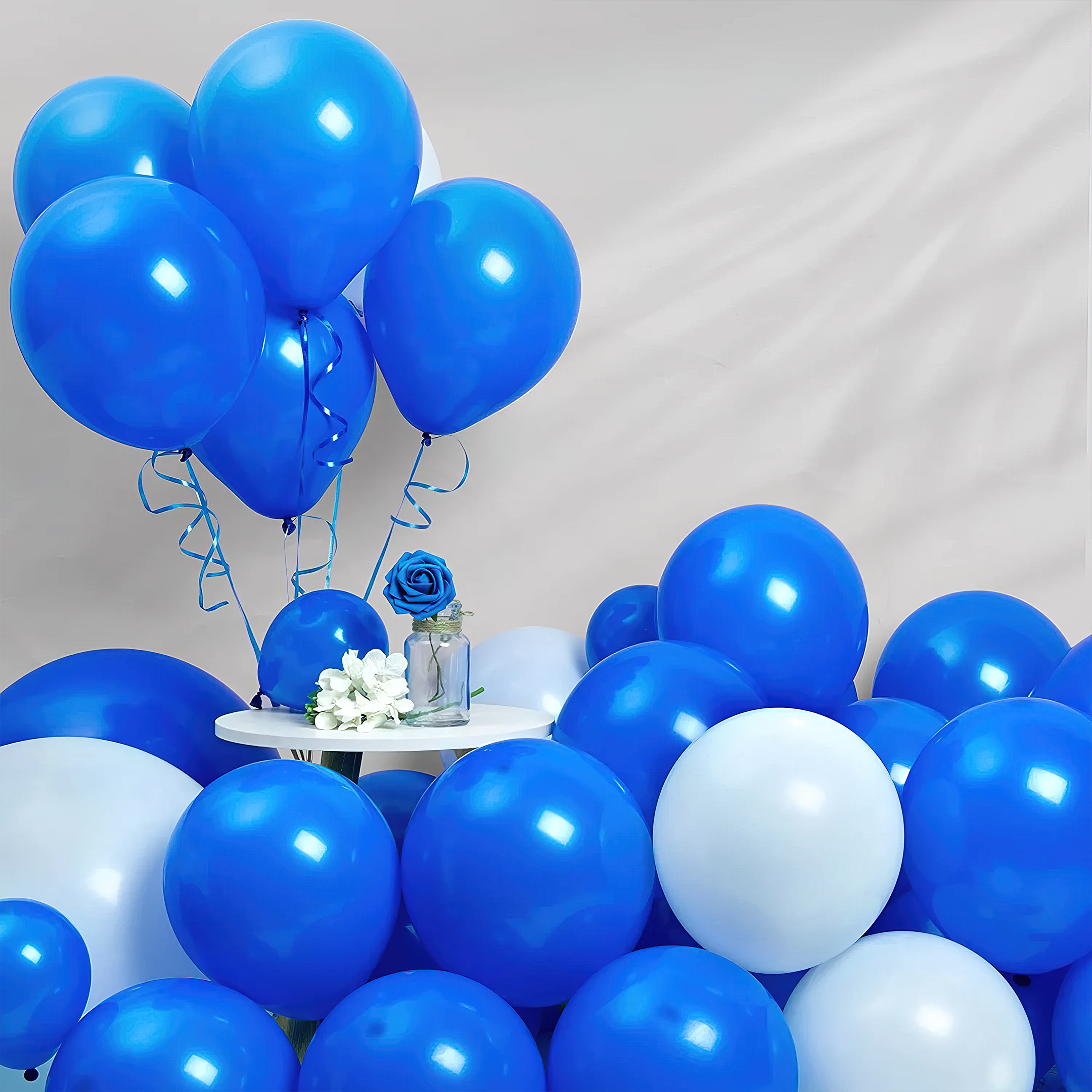 50 Metallic Blue Balloons