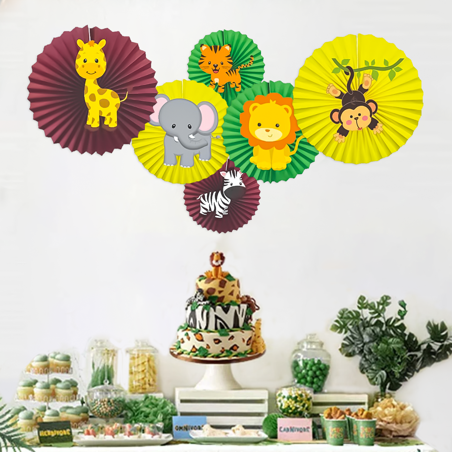 Animal theme Paper Fans for kids pack of 6