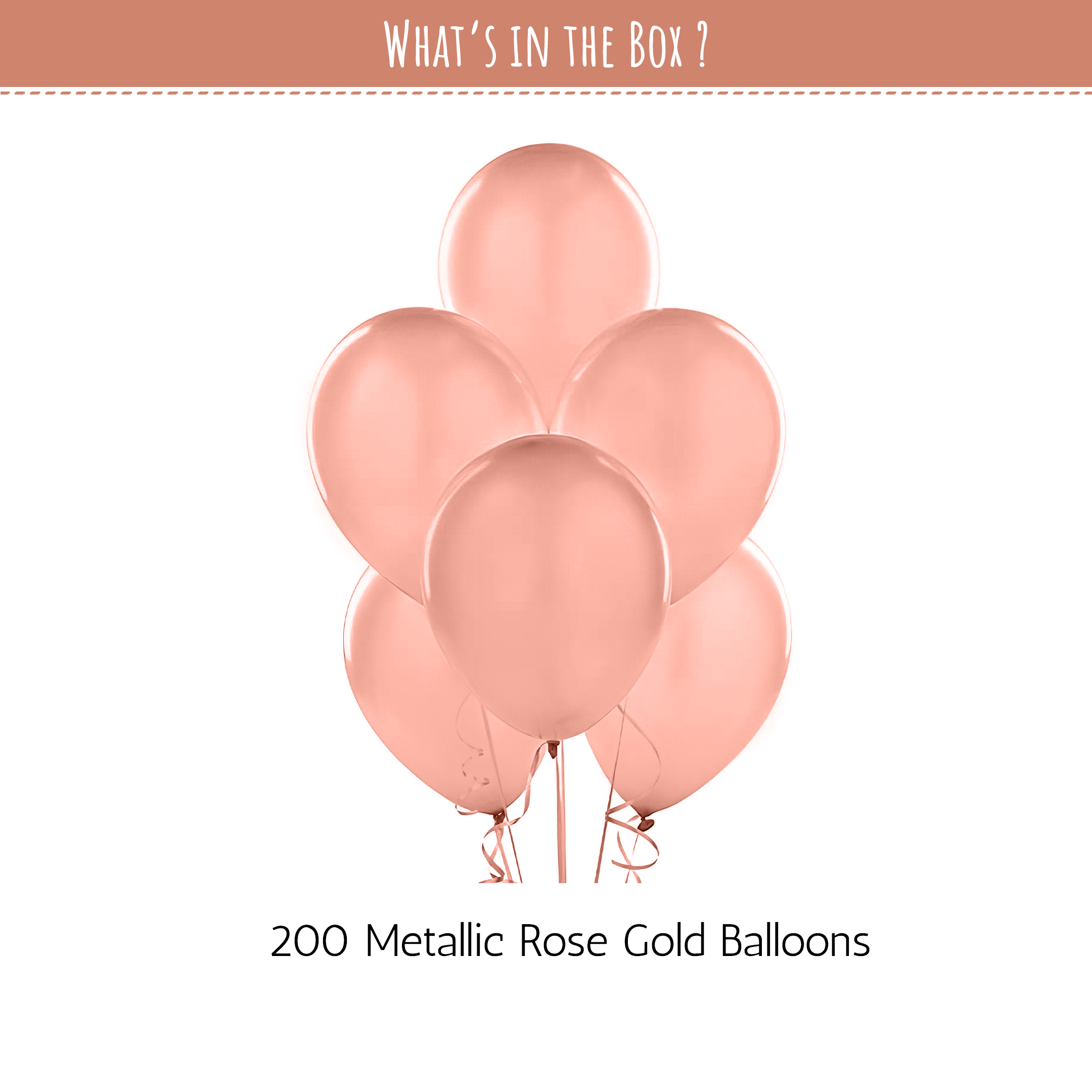 200 Metallic Rose Gold Balloons