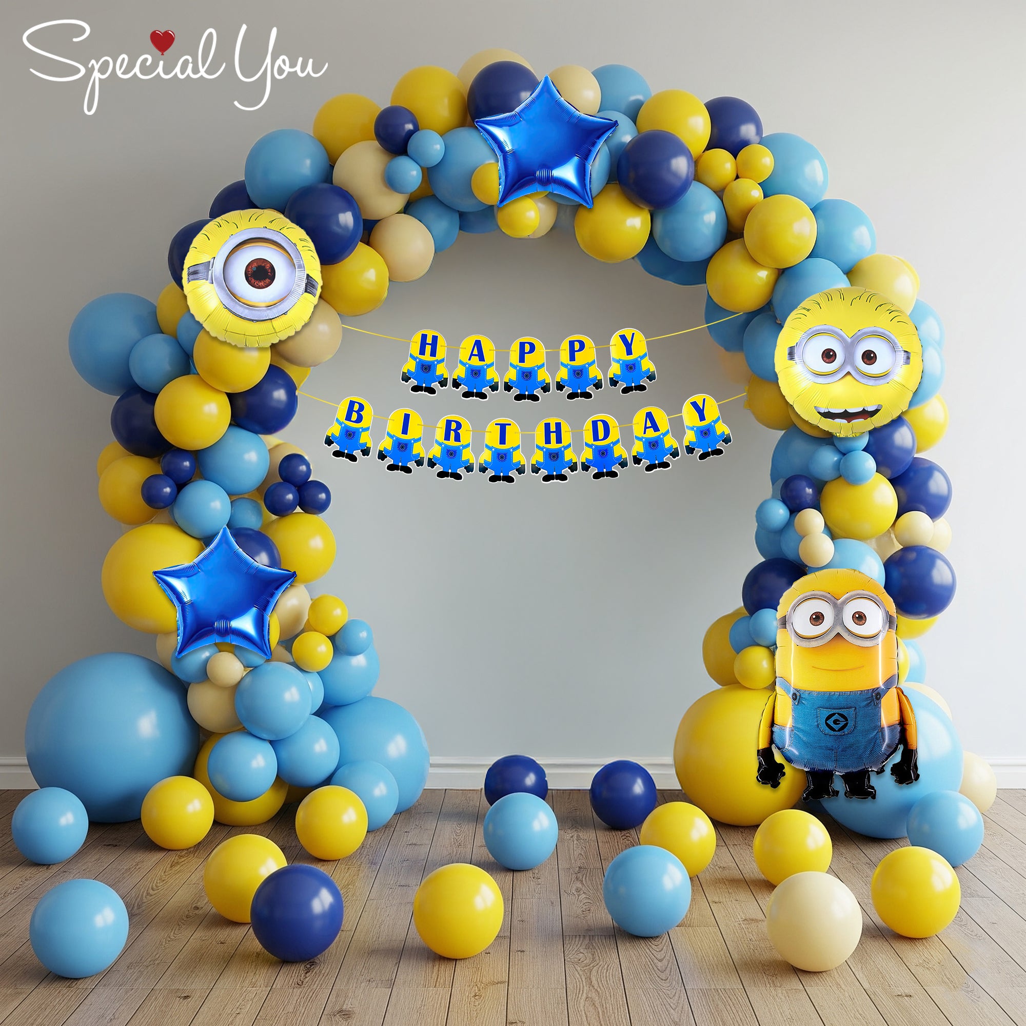 Minion Magic balloon arch decor