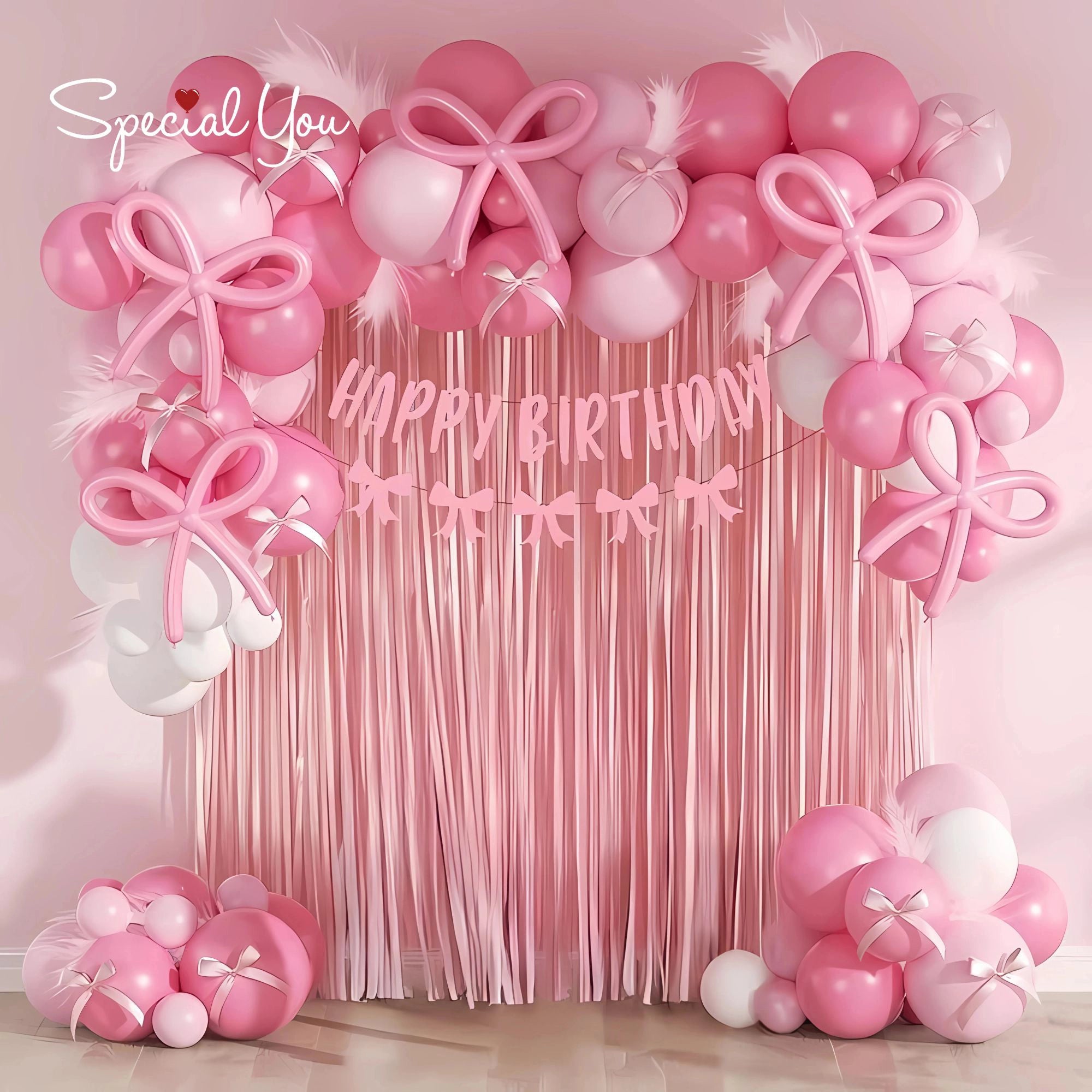 Pink Bow Birthday Balloon Decor