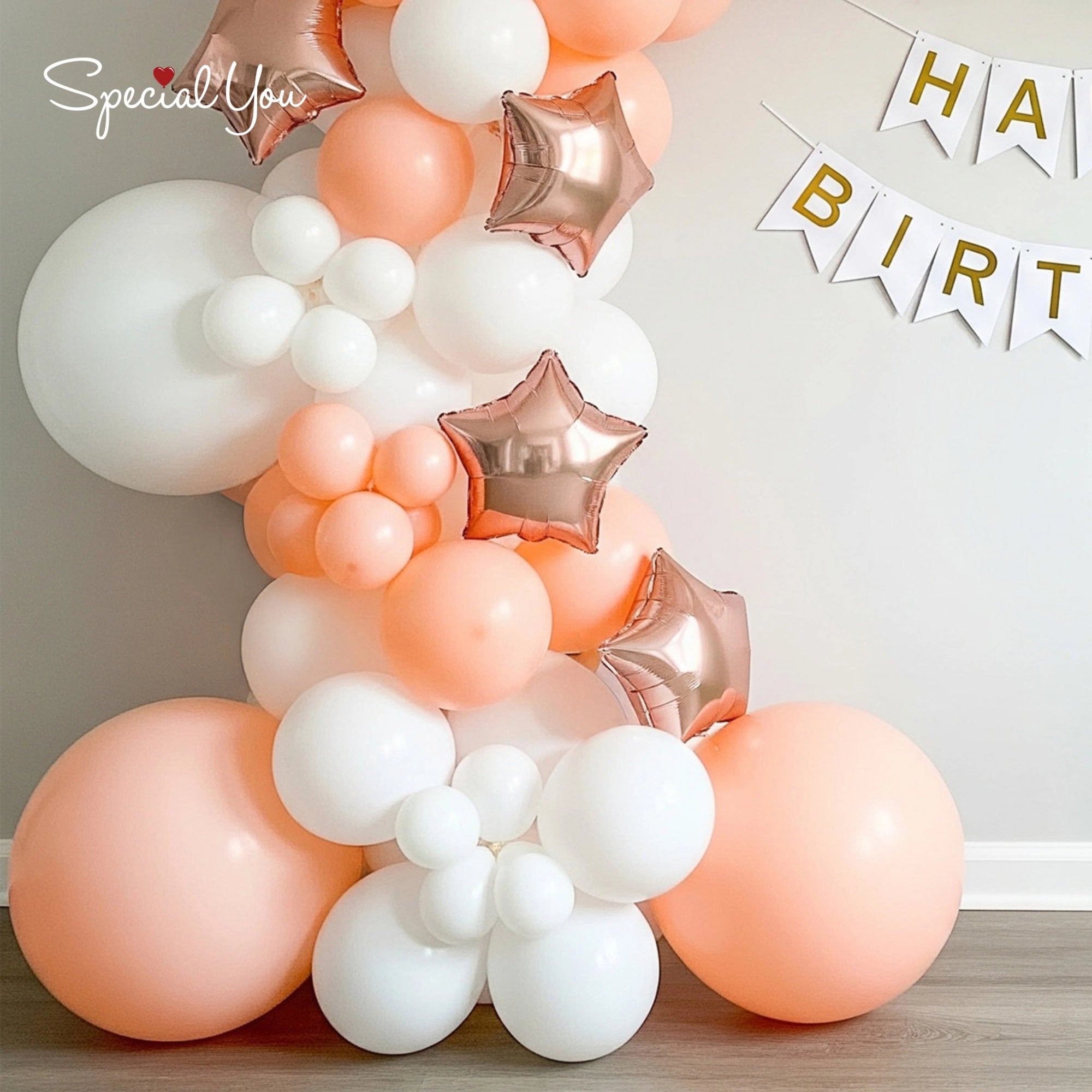 Peachy Moon Birthday Balloon Decor