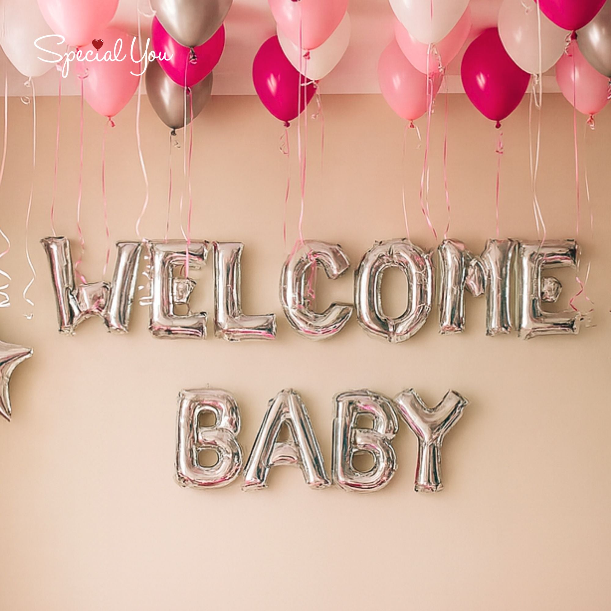 Pink and White Welcome Baby Decor