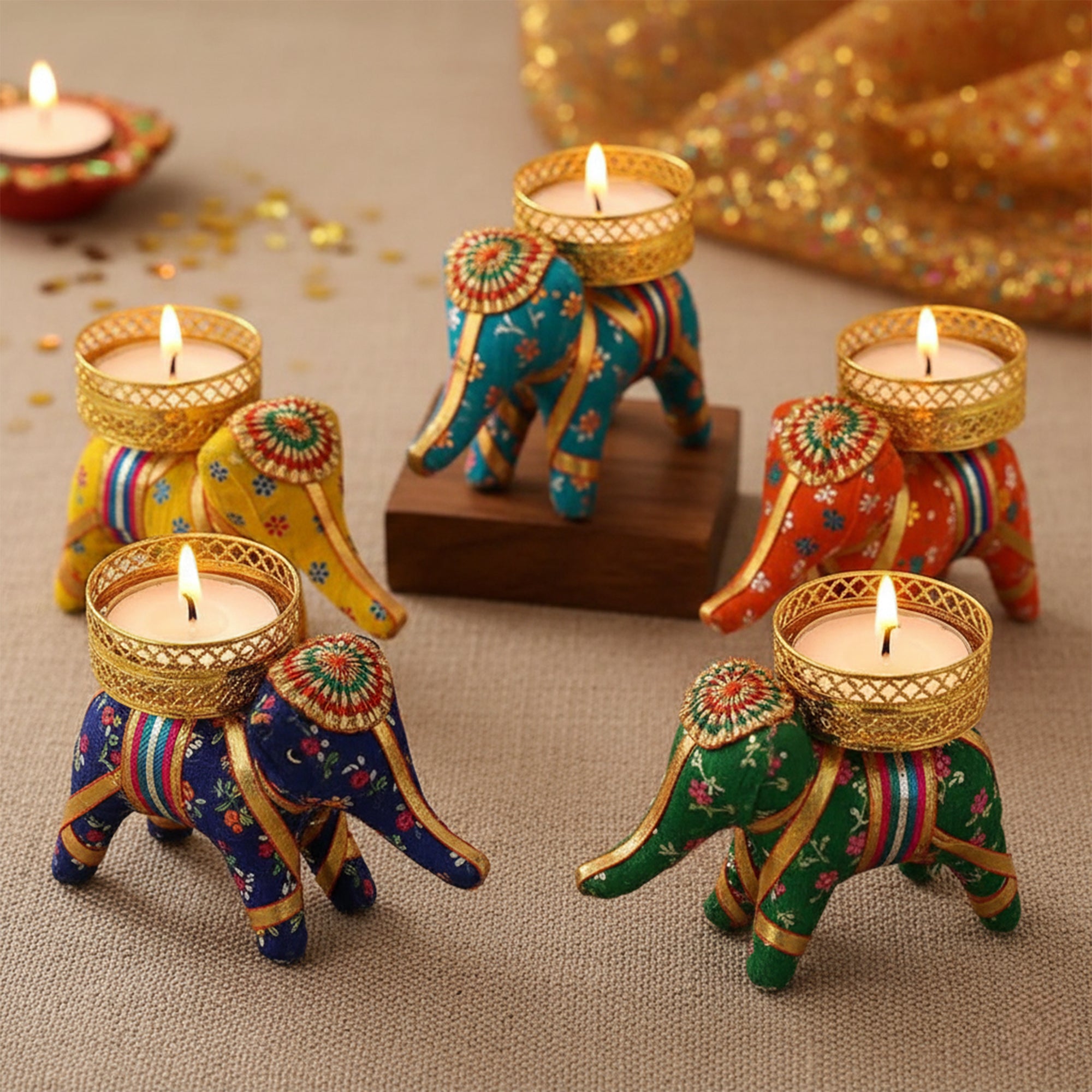 Elephant T-Light Candle Holder For Diwali