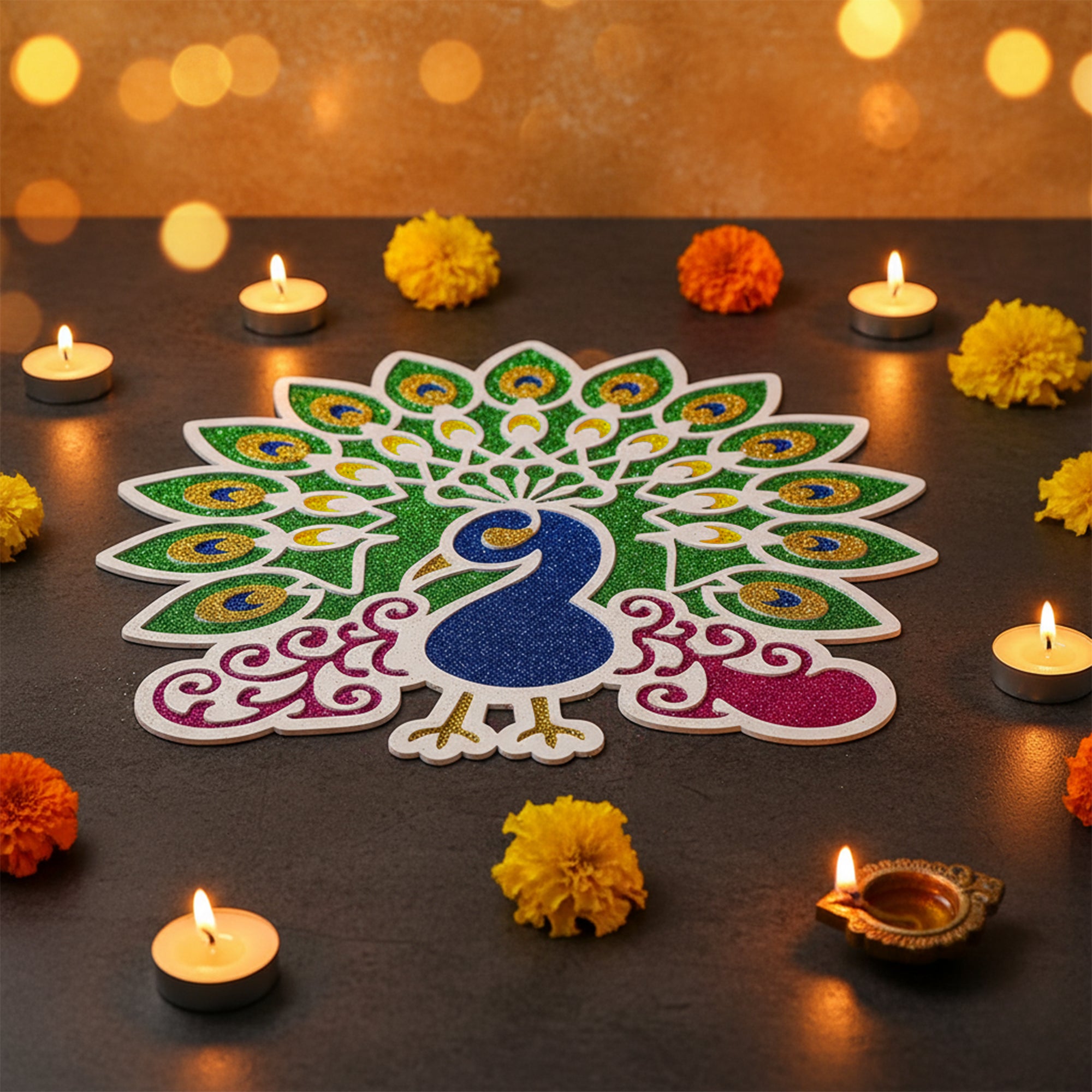 Peacock Rangoli Mat