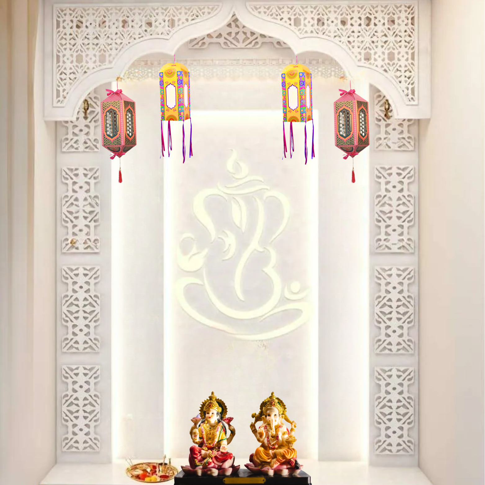 Paper Kandeel Wall Hanging for Diwali, Home Decoration, Pooja Room Decoration