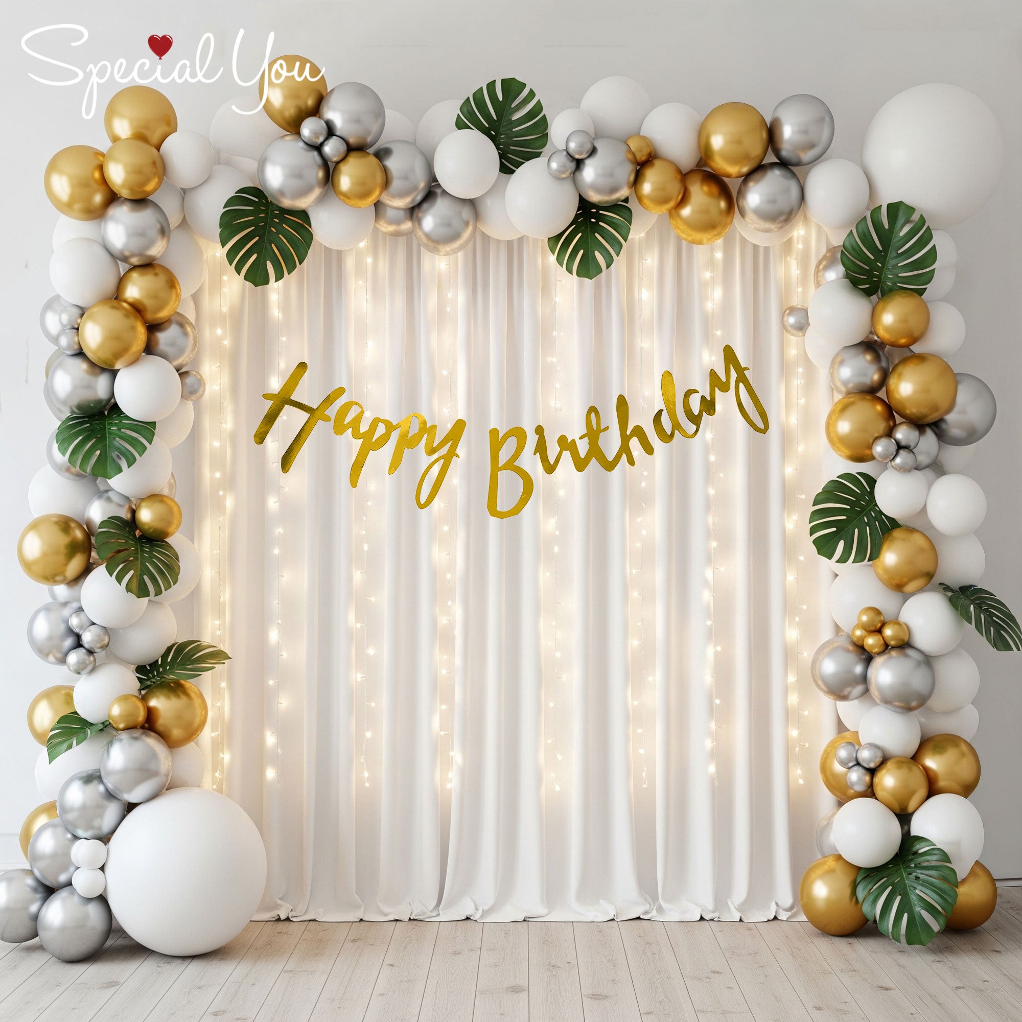 Elegant White & Golden Birthday Decor