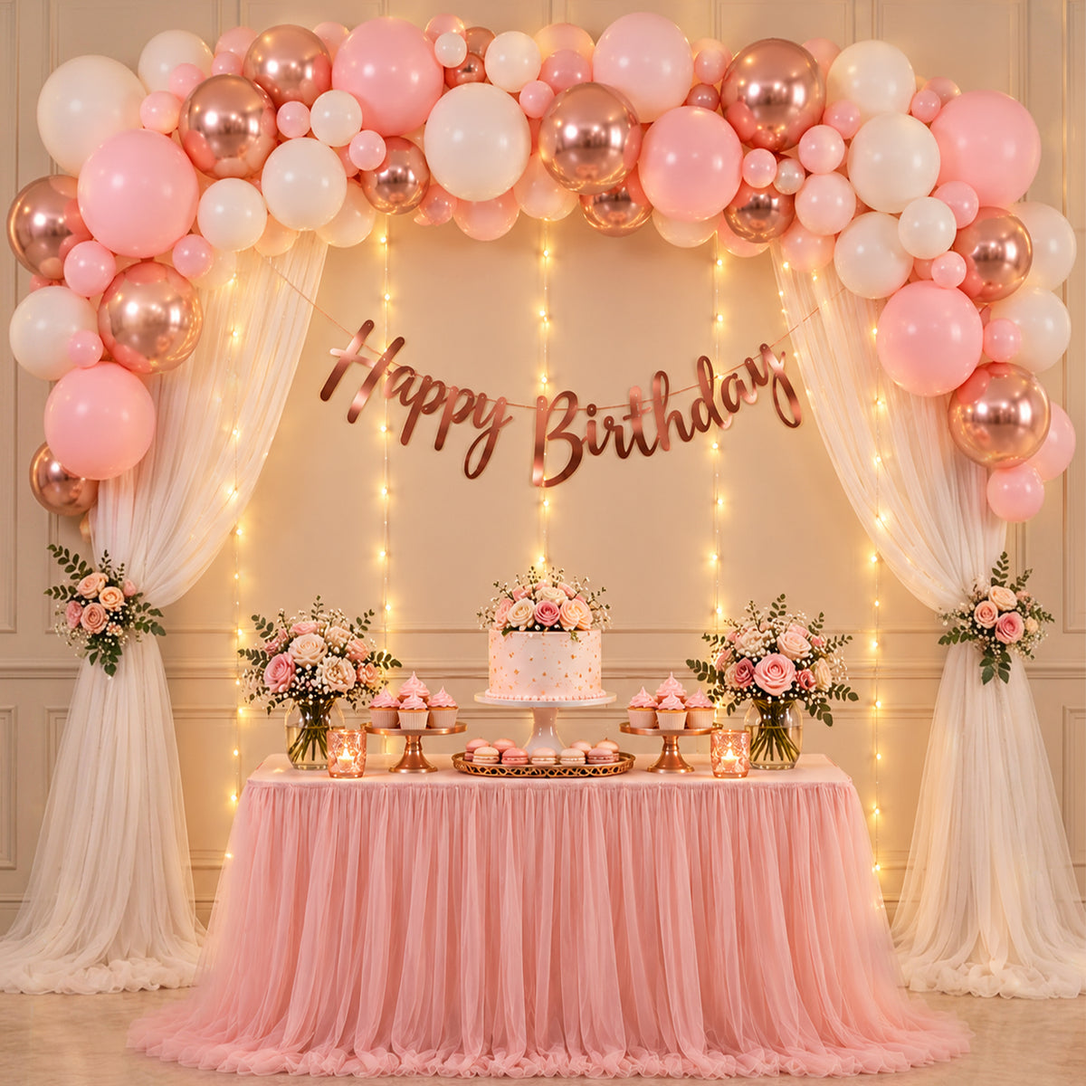 Rose Gold Pink Theme Birthday Decoration DIY Kit