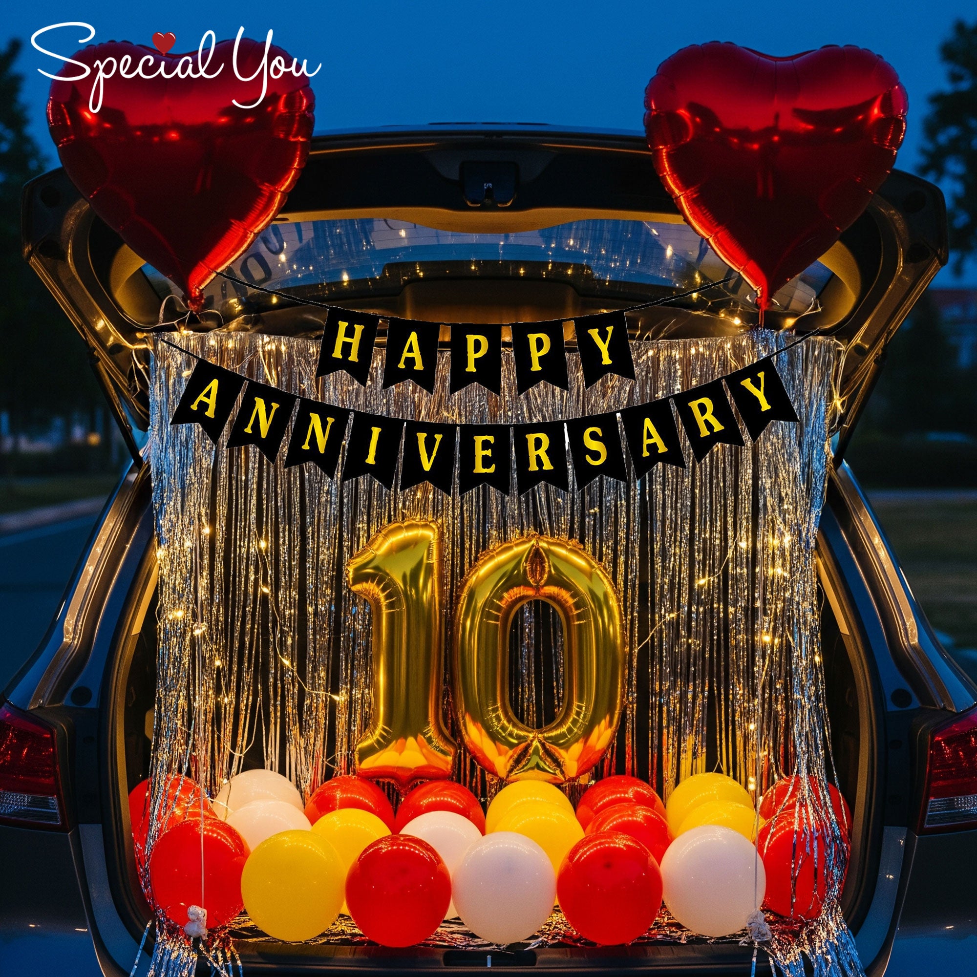 Golden Decade Anniversary Surprise Decor