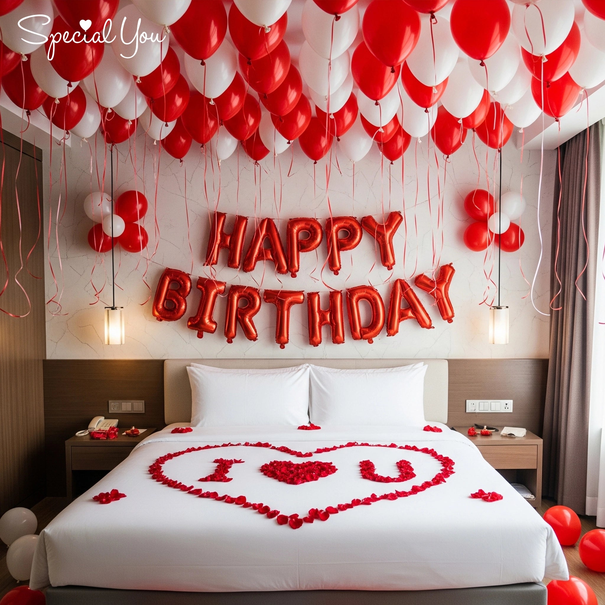 Red & White Romantic Birthday Decor