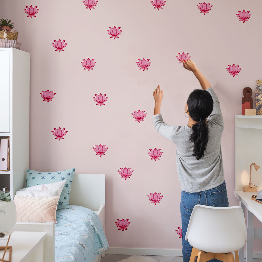 Pink Lotus Stickers for Wall Decoration