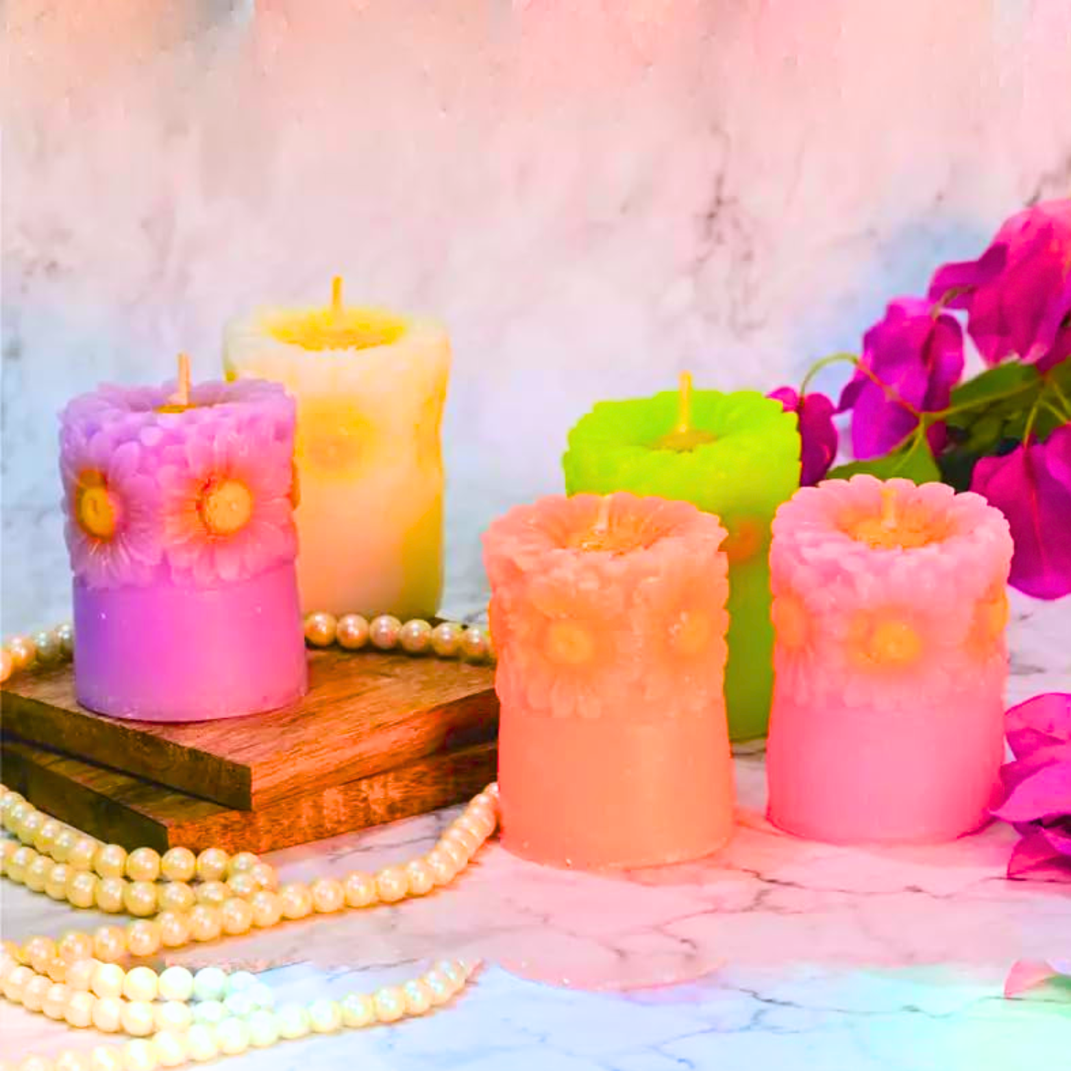 Scented Pillar Candles set of 5