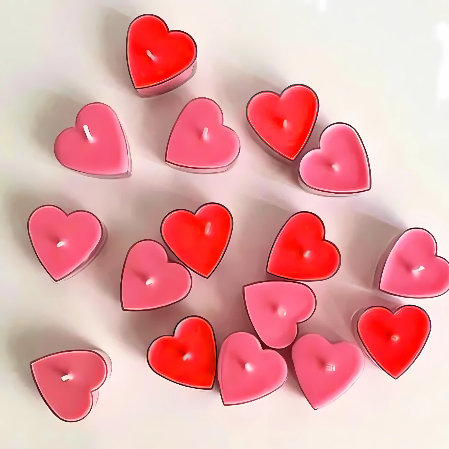 Scented Heart Candles, Tea Light Candles, Diya Lights for Diwali Decor - 20 pcs