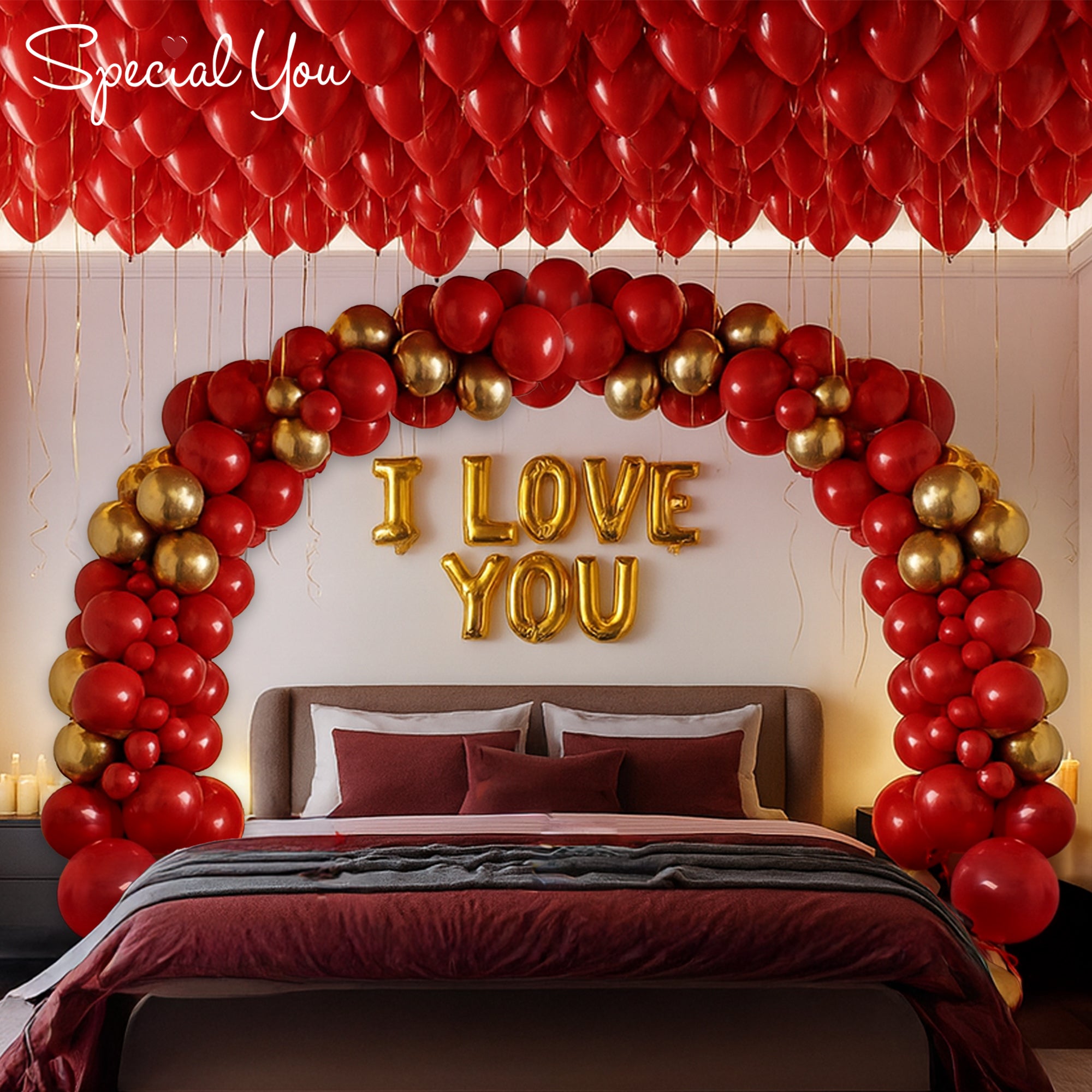 Golden & Red Balloon Elegance Decor