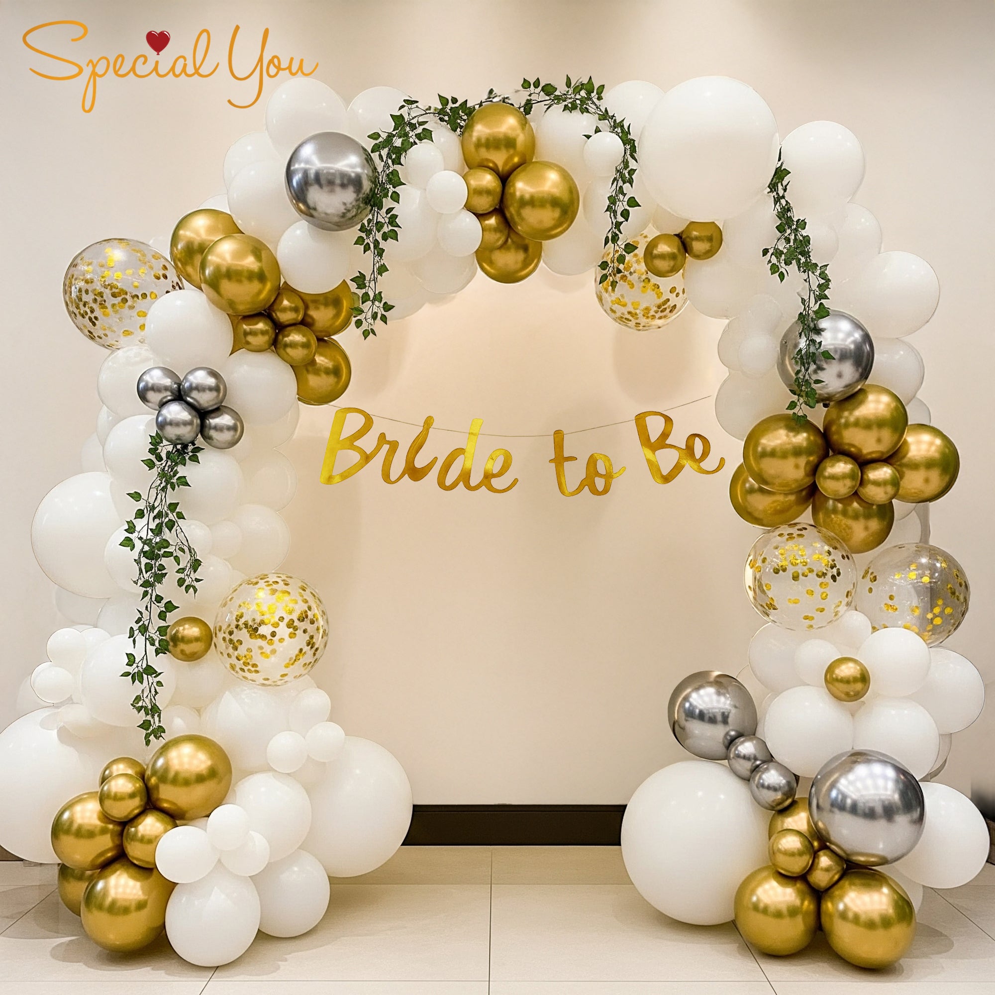 Sophisticated Bride-to-Be Balloon Arch