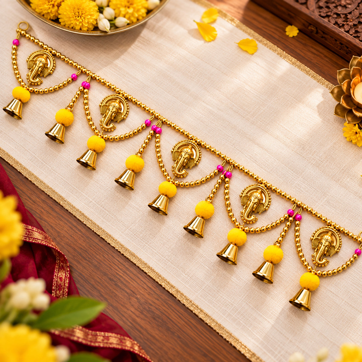 Gold Ganesh Toran for Entrance for Diwali Decoration for Home