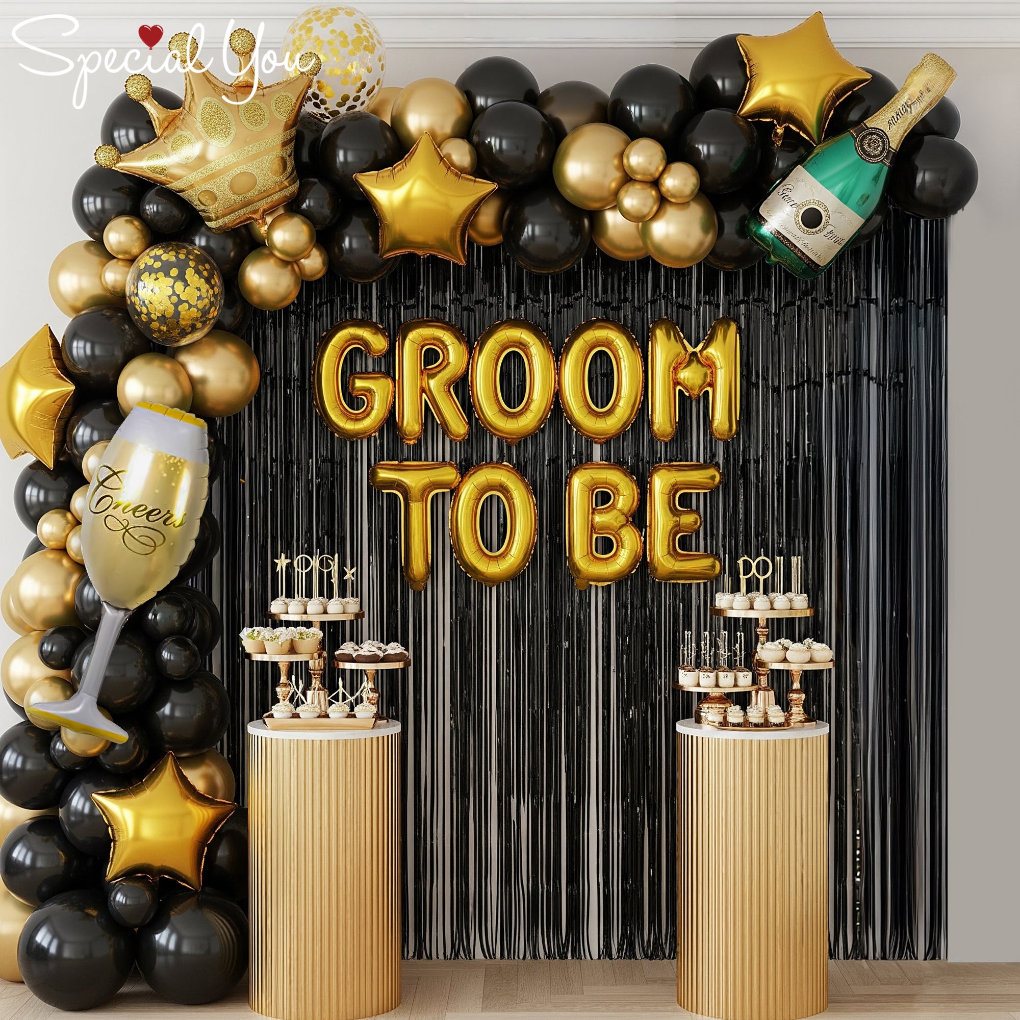 Black & Gold Groom Glam Decor