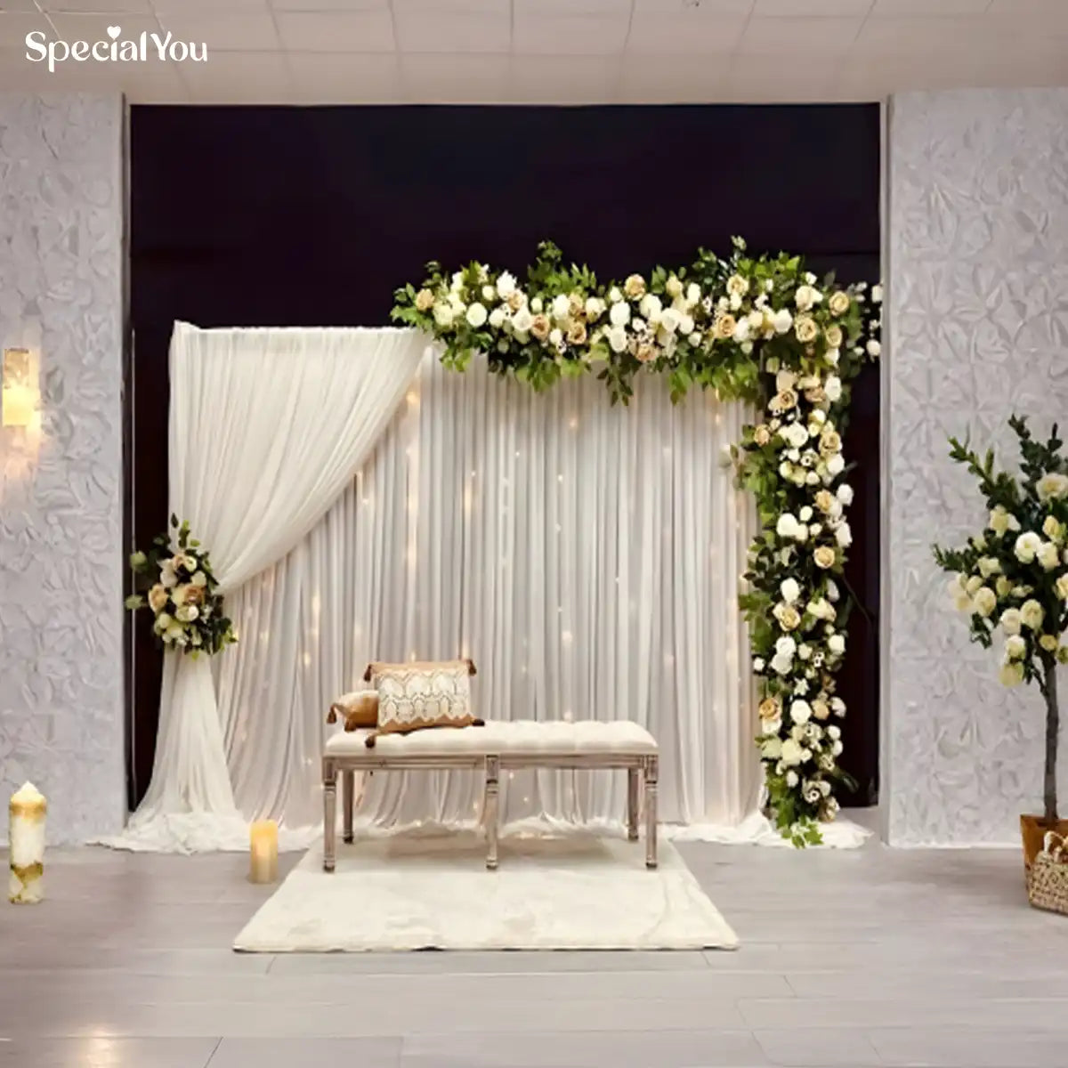 Luxury White Floral Cabana Setup