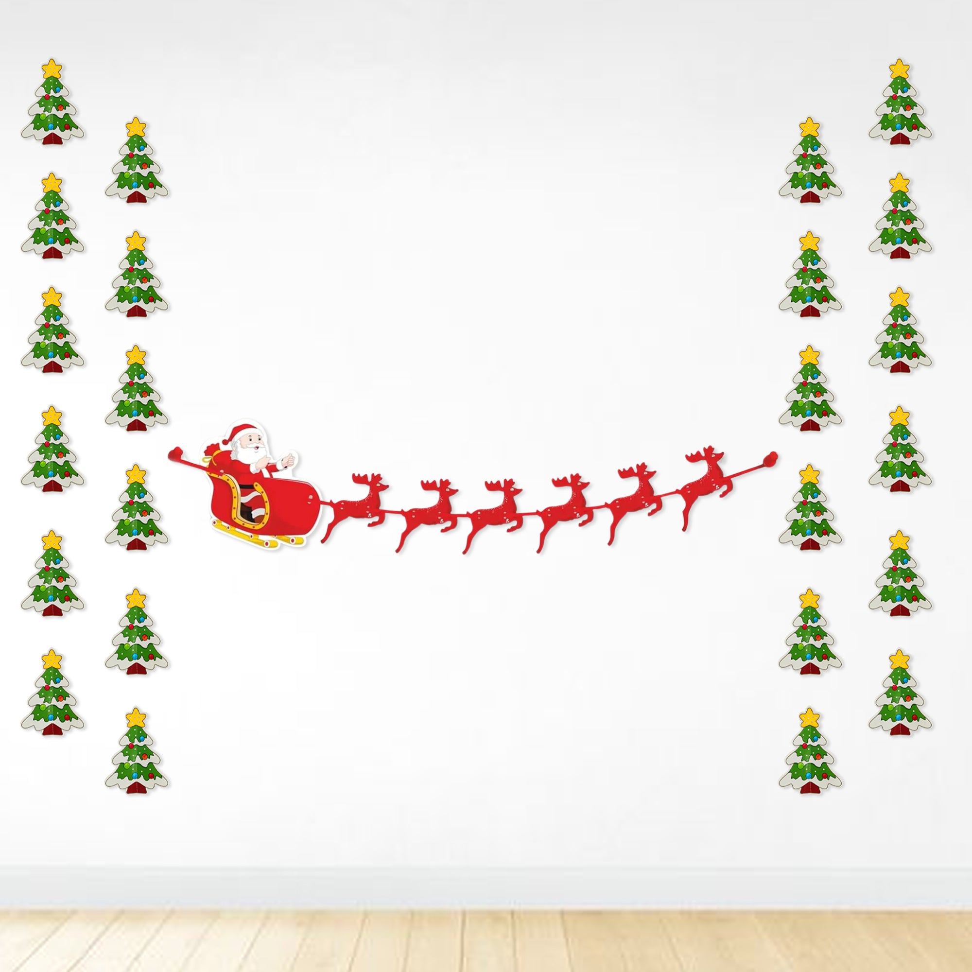 Mini Tree Frill and Reindeer Paper Banner - 5 Pcs