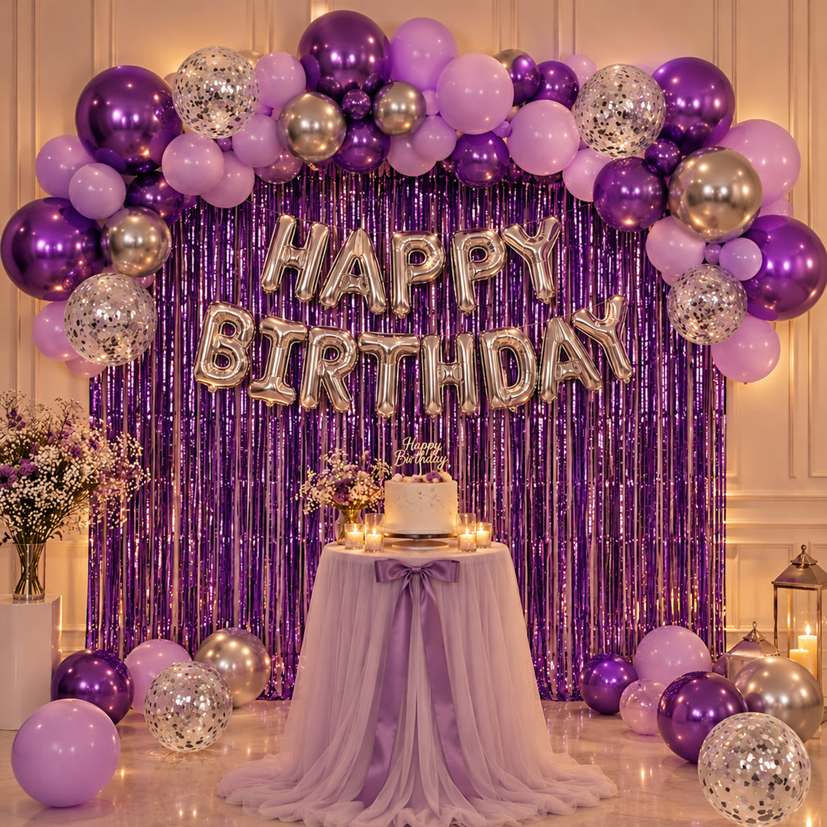Purple & Silver Theme Birthday Decoration DIY Kit