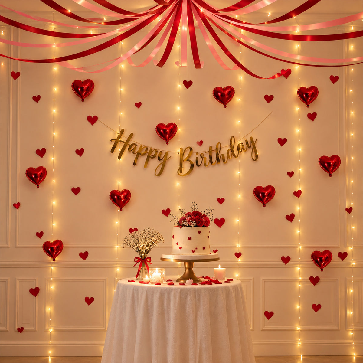 Red & Pink Heart Theme Birthday Decoration DIY Kit