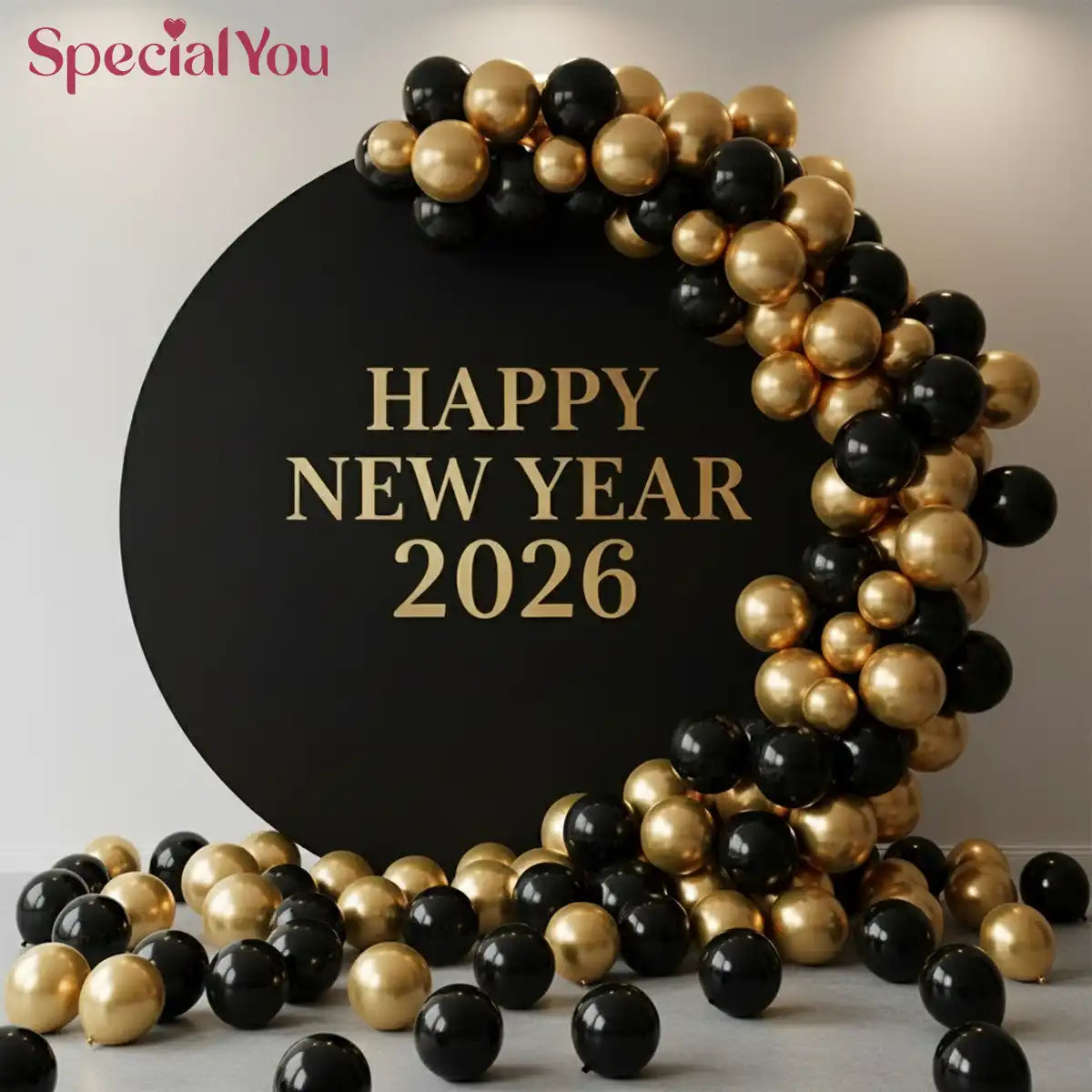 Golden Cheers New Year Balloon Decor