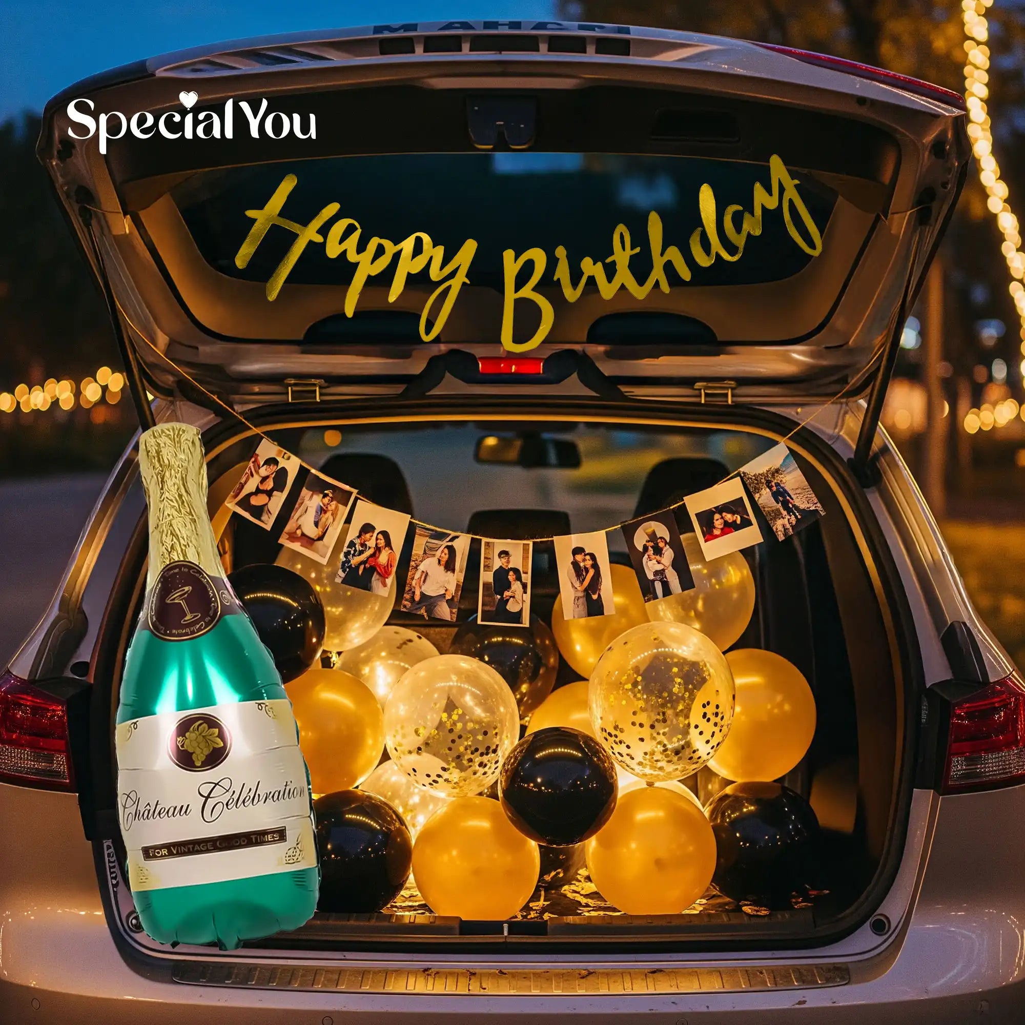 Black & Gold Car Boot Birthday Decor