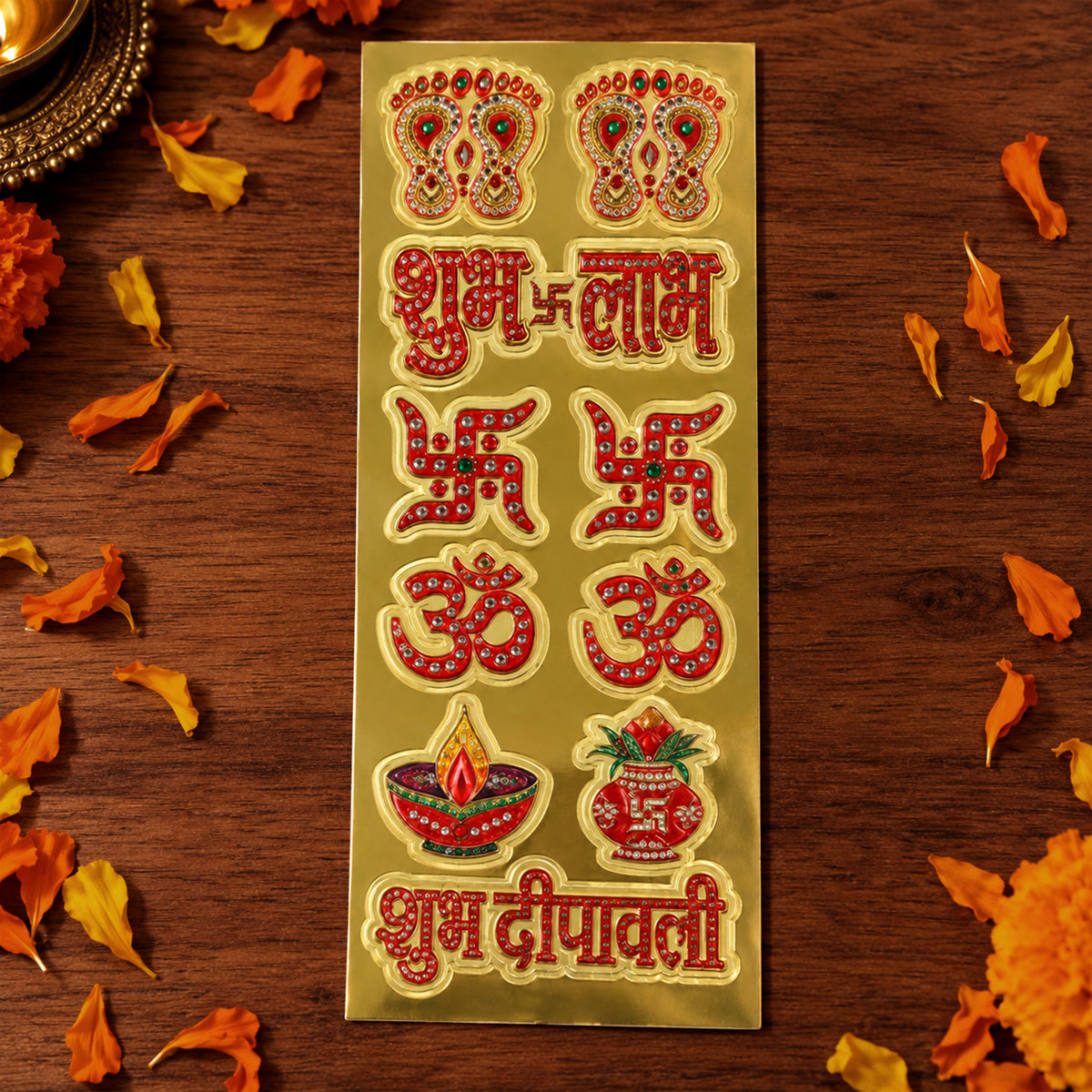 Subh Labh Laxmi Feet 3D Stickers Sheet Set for Diwali