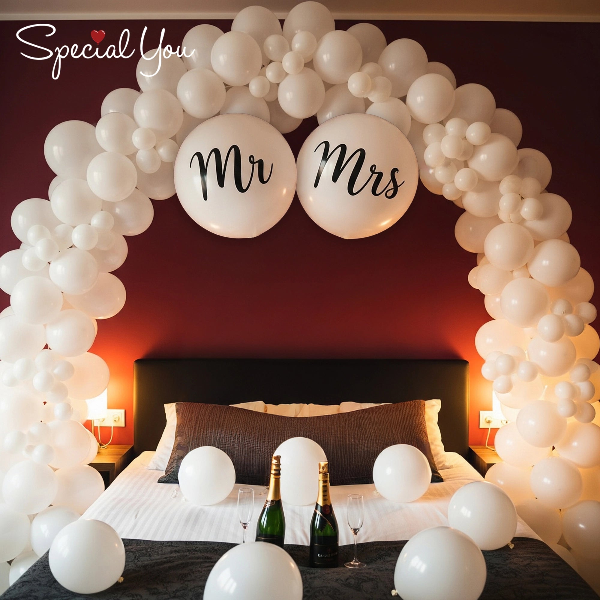 Mr & Mrs White Balloon Decor