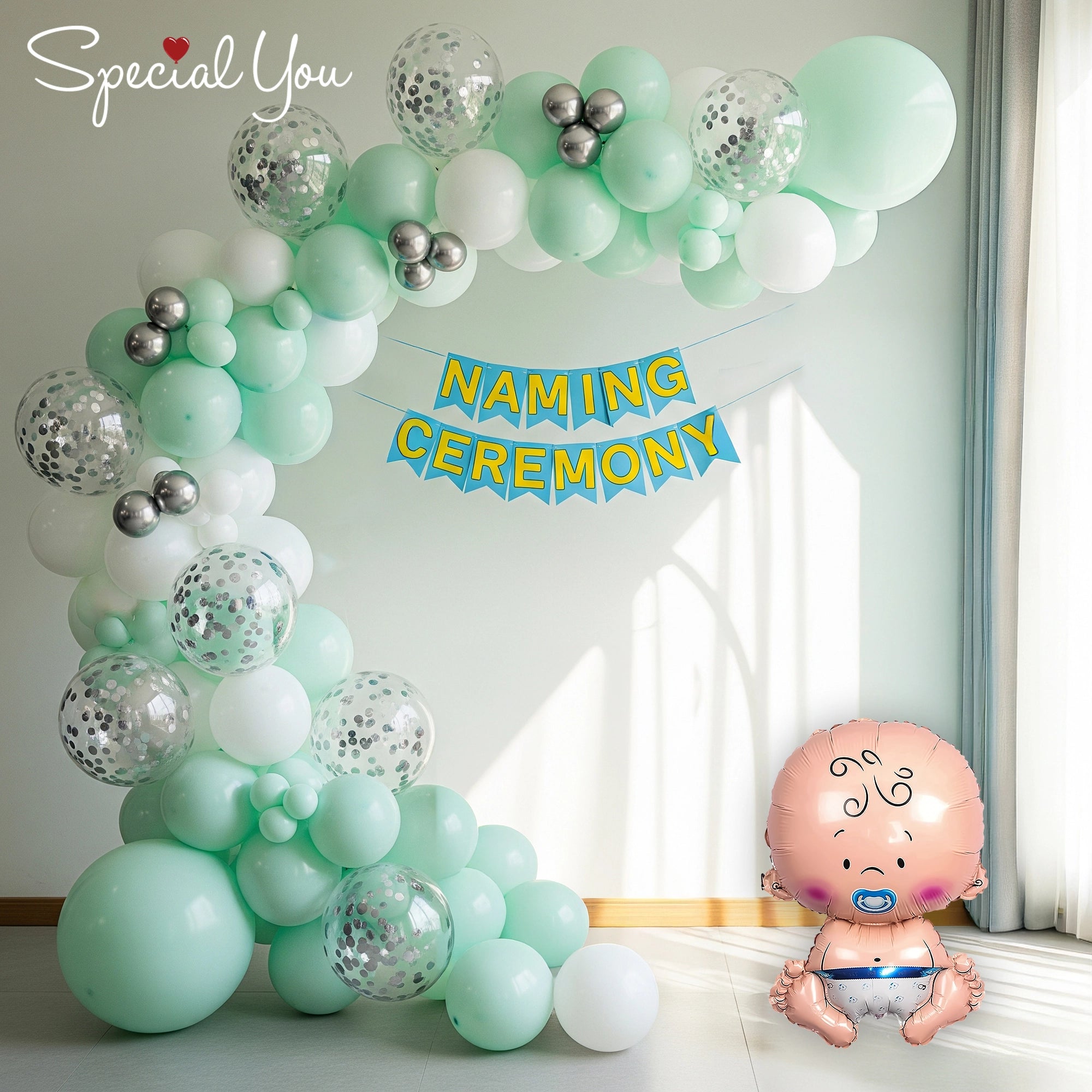 Pastel Balloon Decor for Baby Naming Ceremony