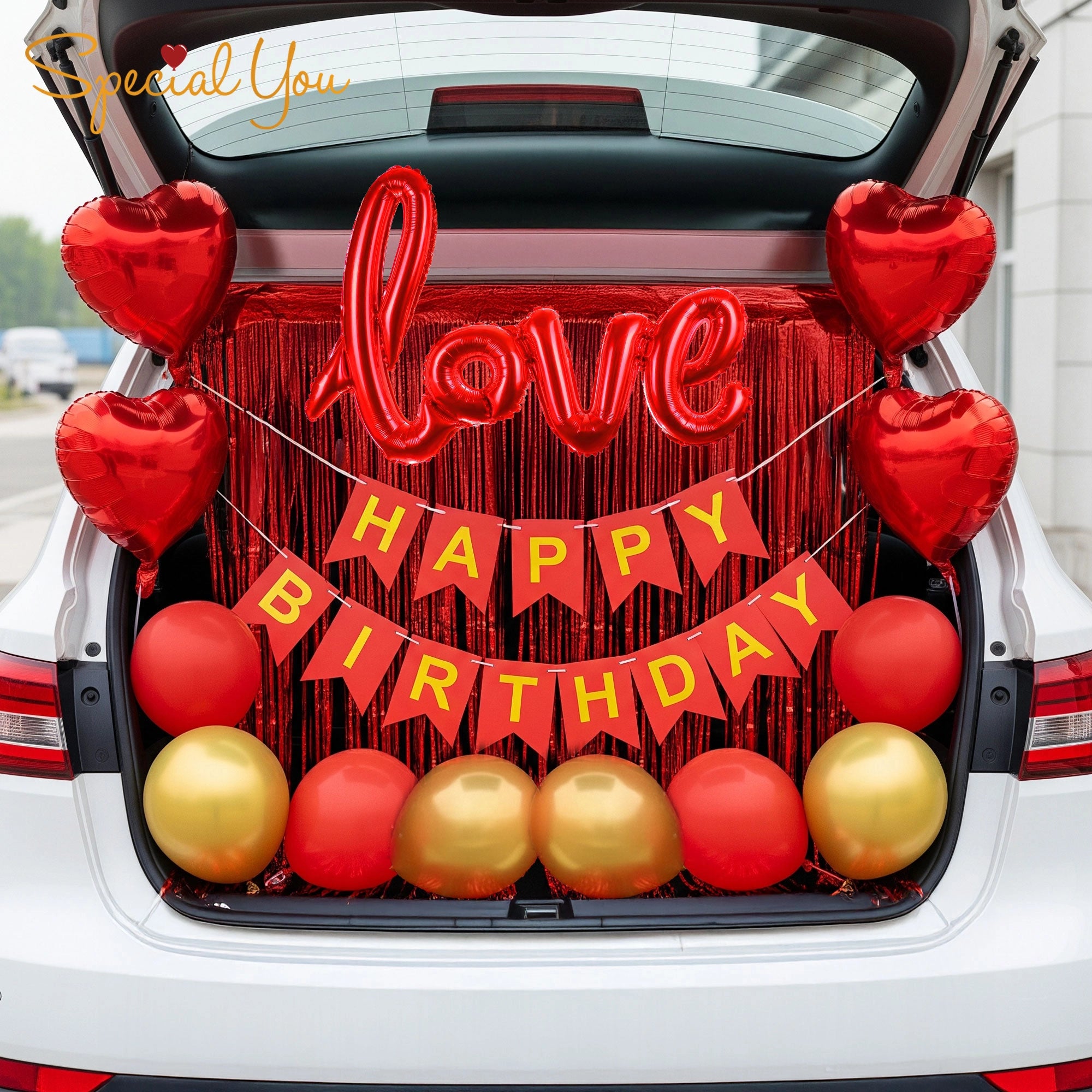 Love Theme Car Boot Birthday Decor