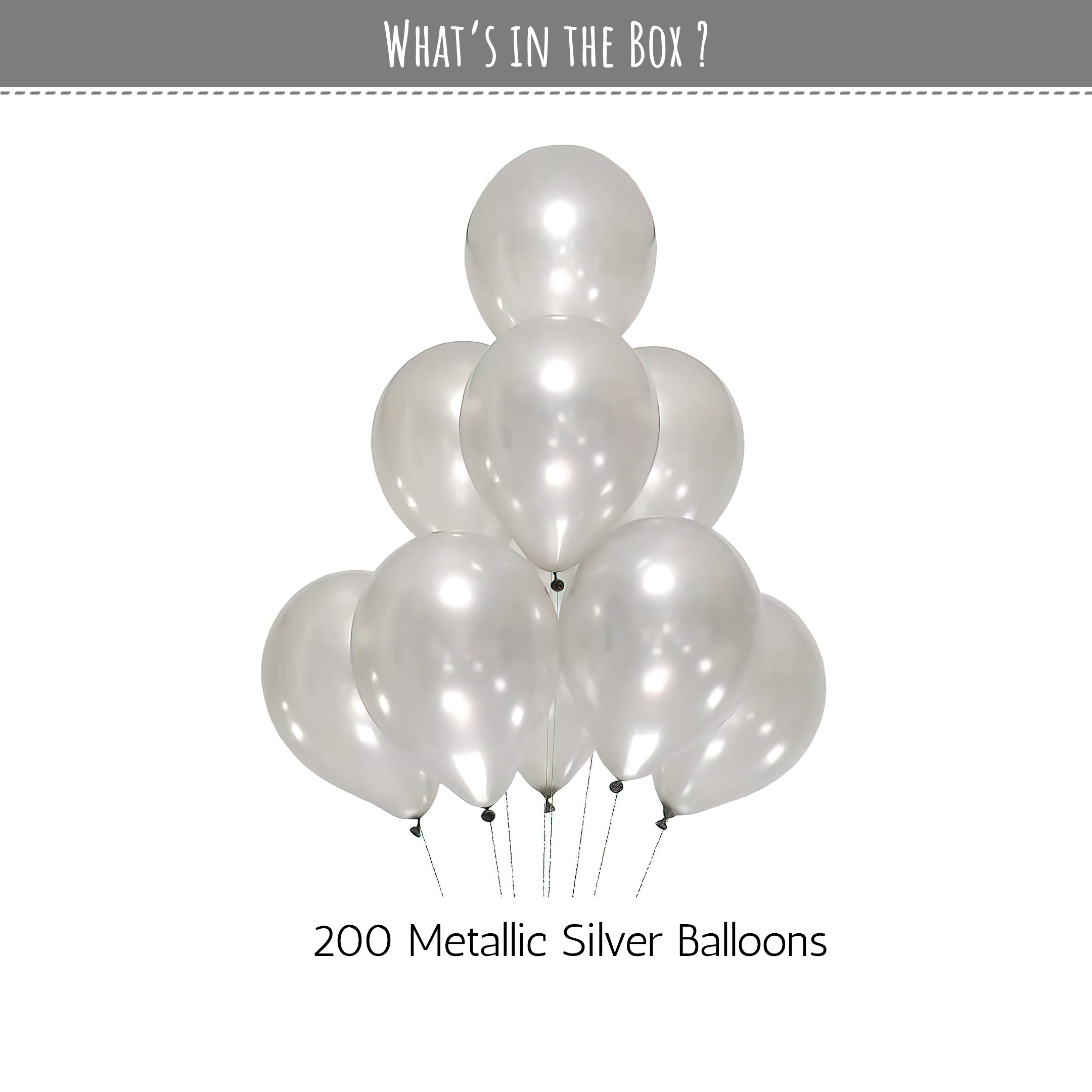 200 Metallic Silver Balloons