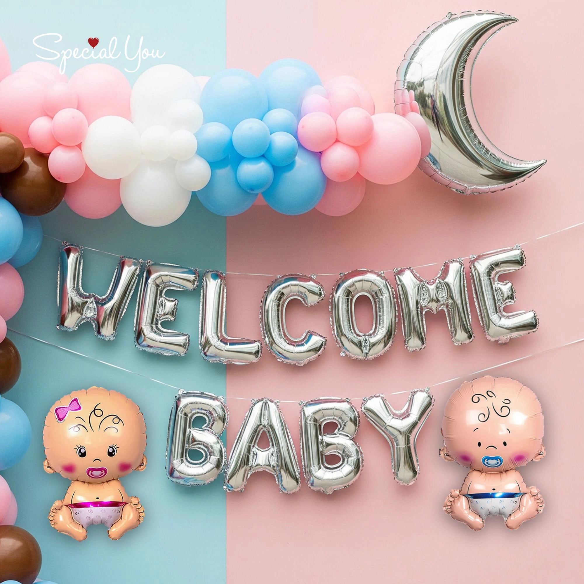 Pink & Blue Baby Welcome Decor