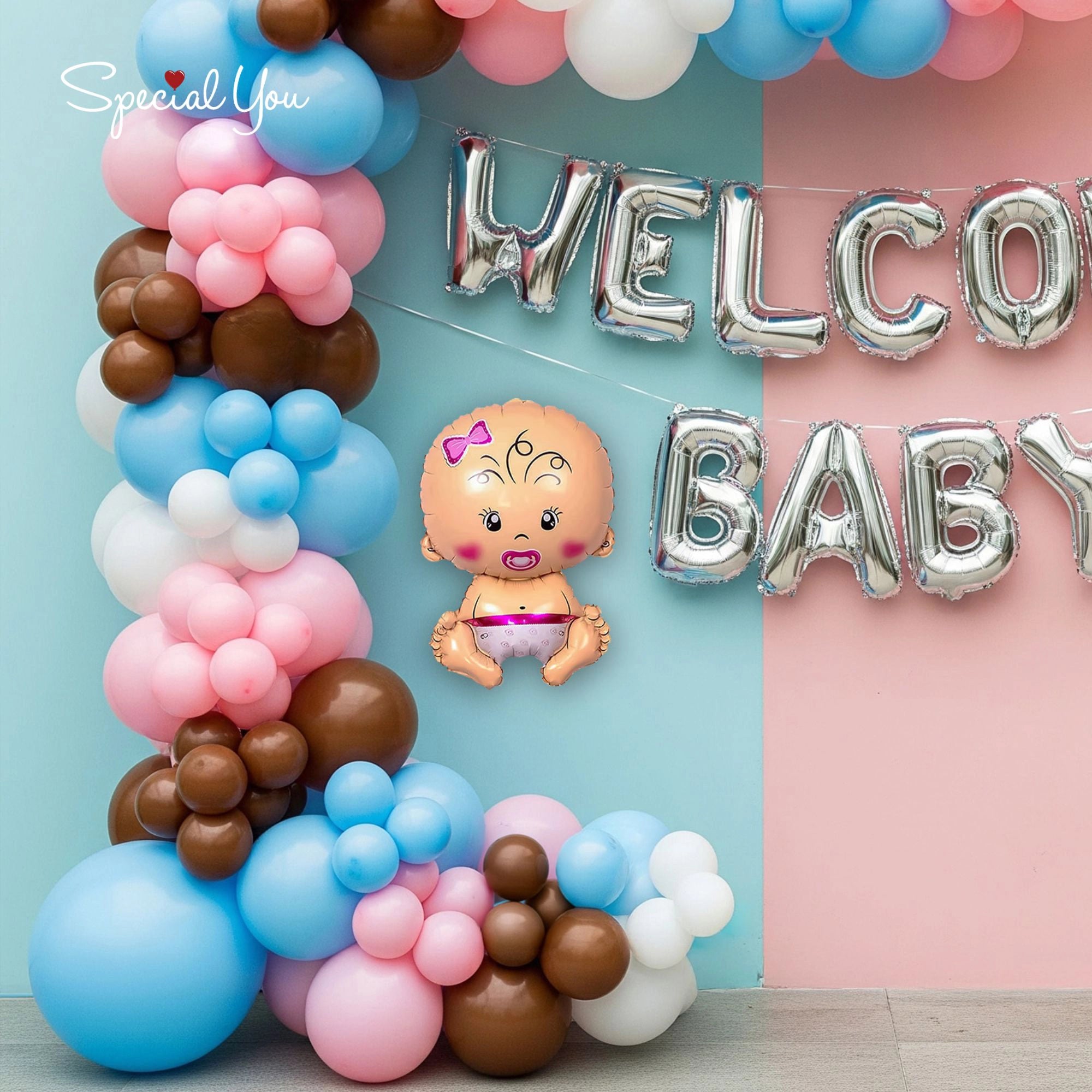 Pink & Blue Baby Welcome Decor