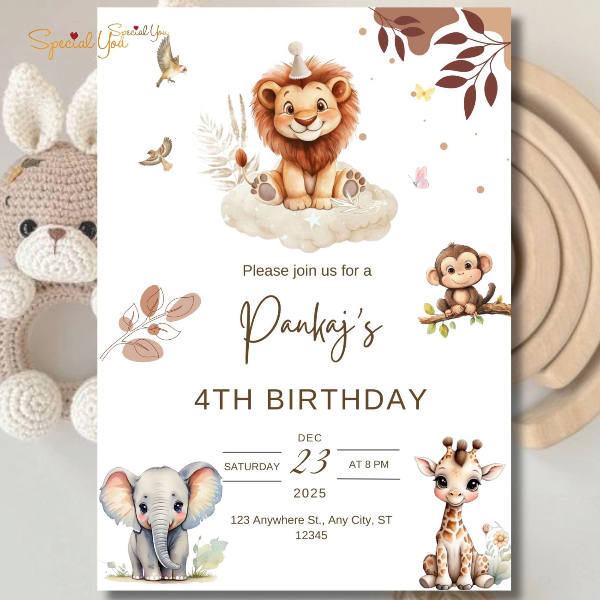 Little Lion Birthday E-Invite