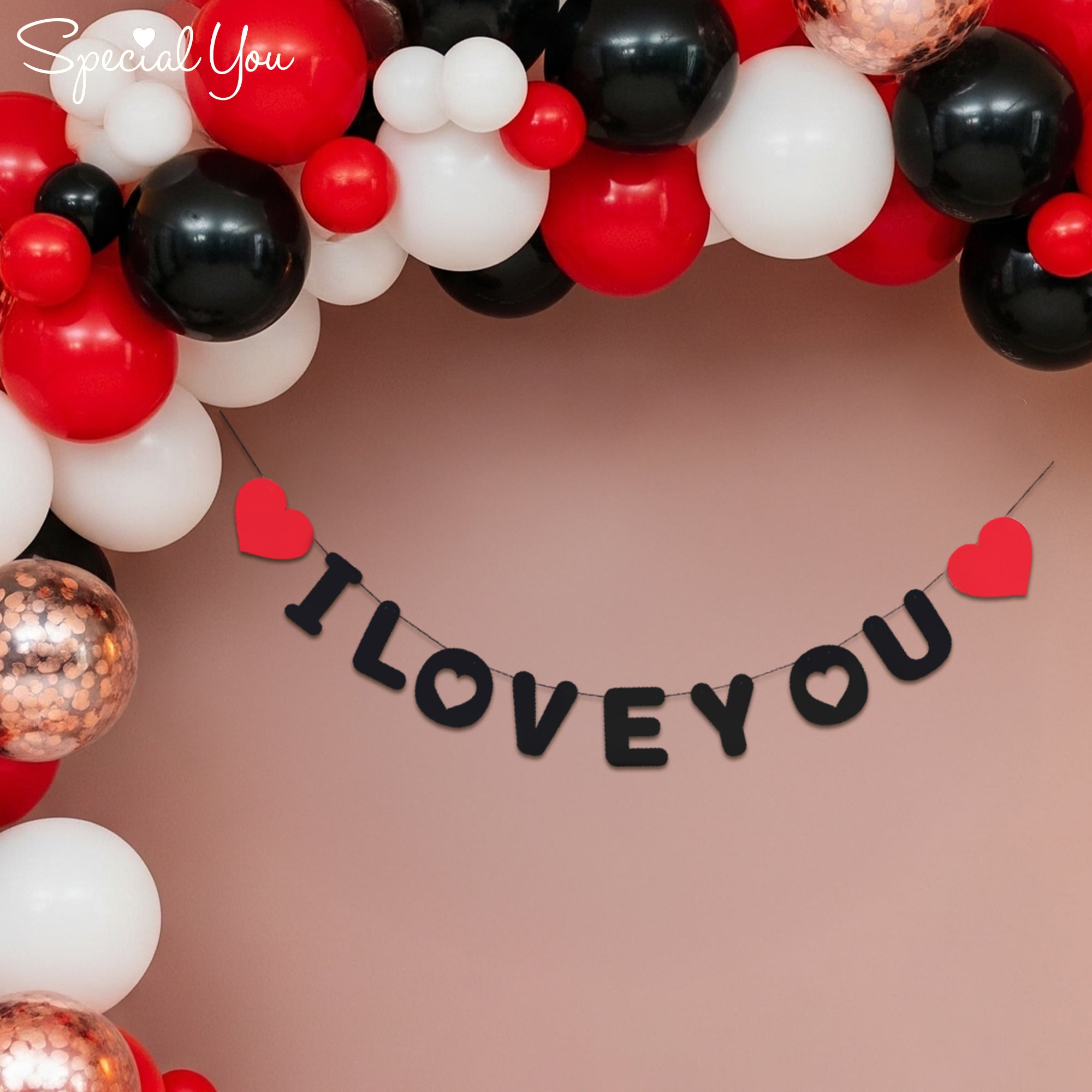 Romantic Red & Black Love Arch Decor