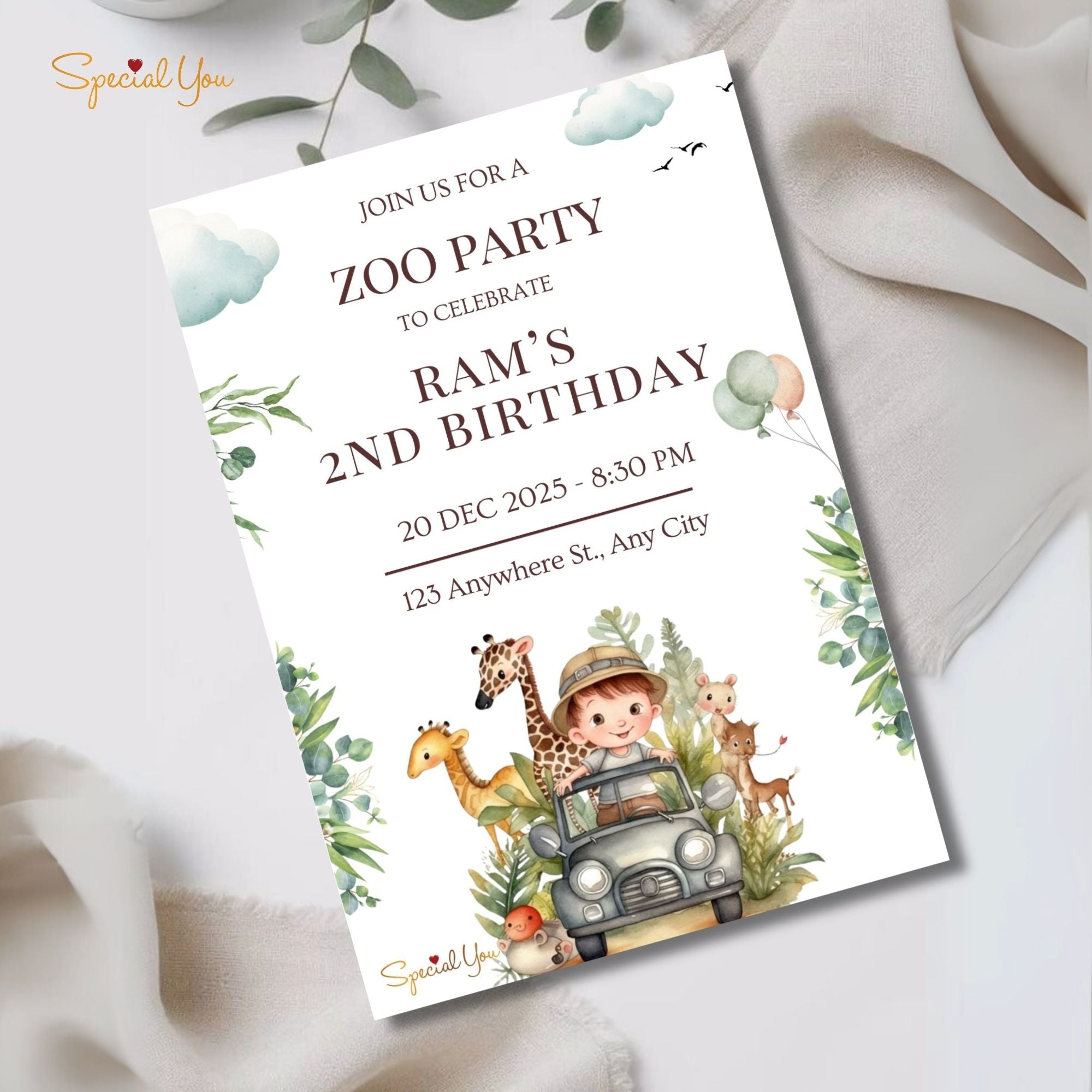 Jungle Journey Birthday E - Invite