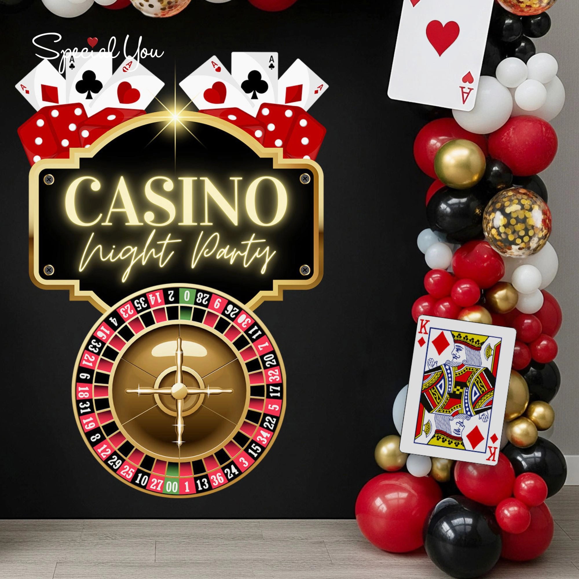 Casino Night Party Balloon Decor