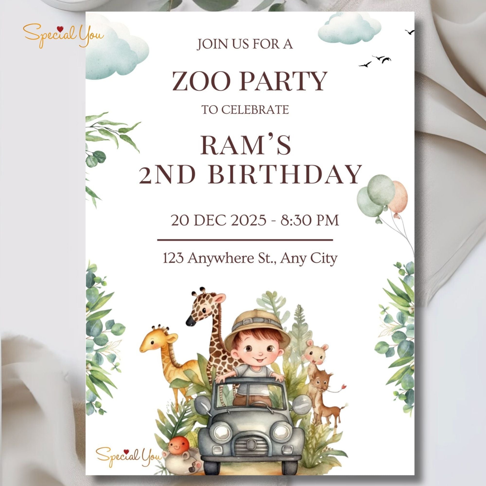 Jungle Journey Birthday E - Invite