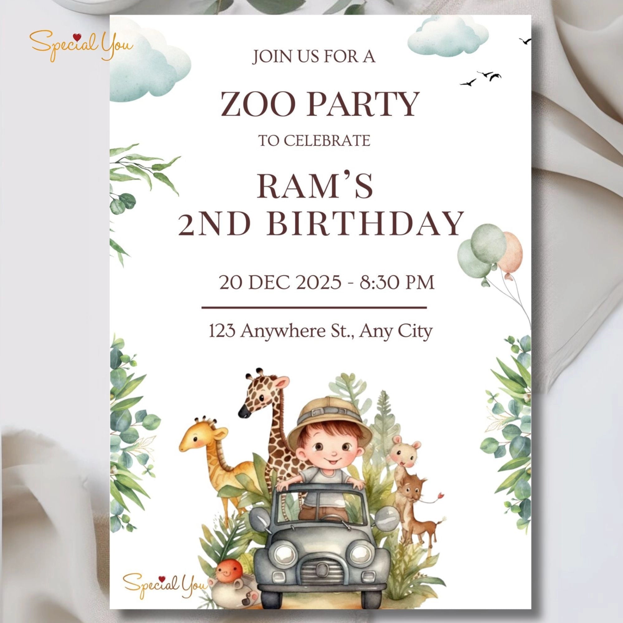 Jungle Journey Birthday E - Invite