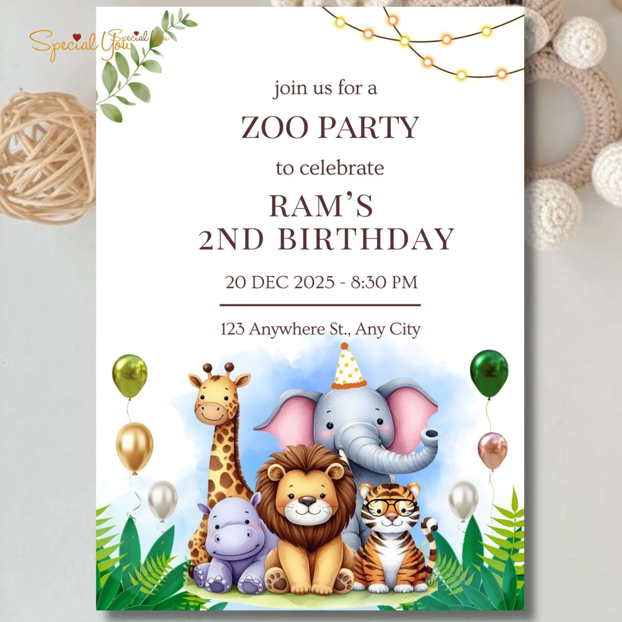 Wild Adventure Birthday Party E-Invite