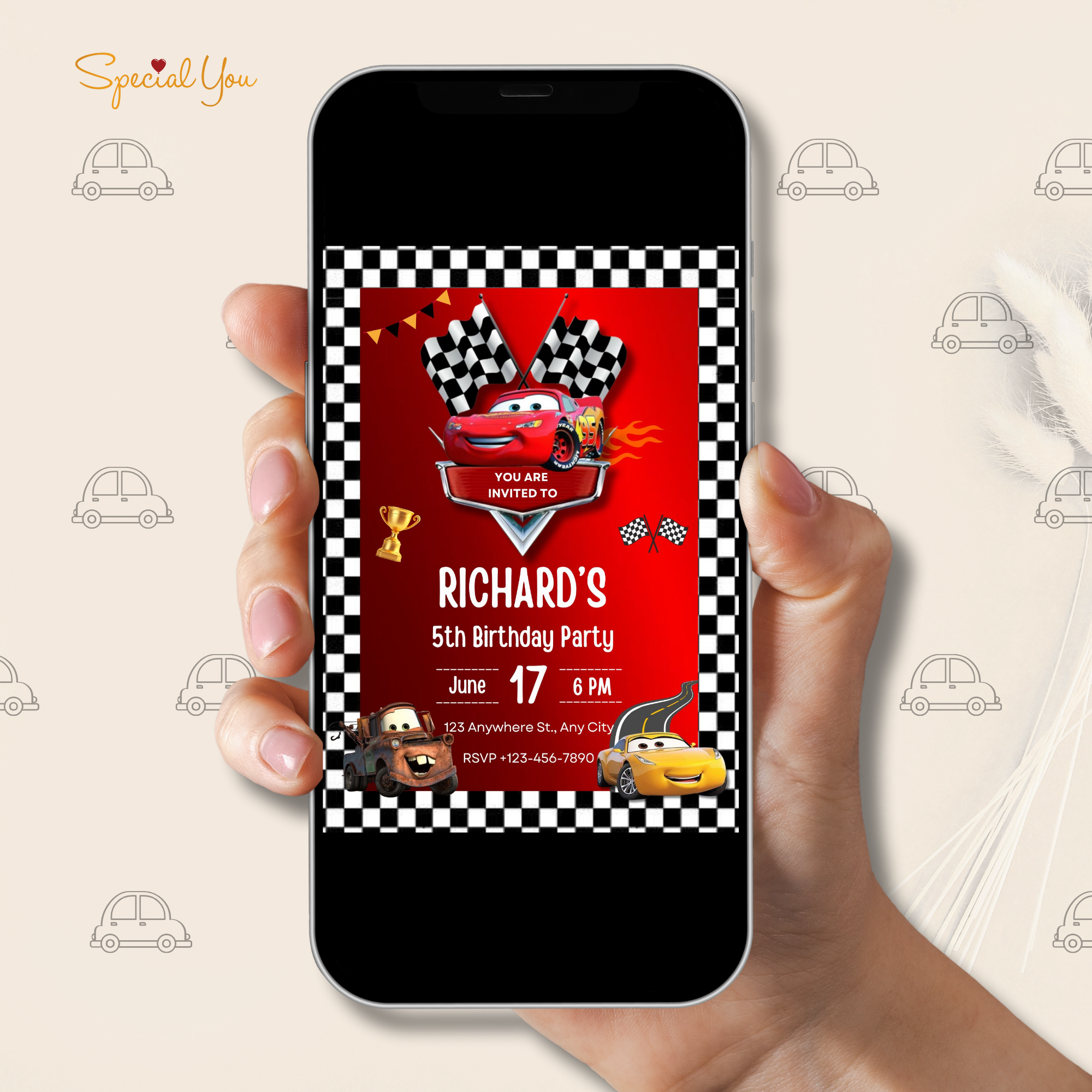 Lightning McQueen Car Theme E-Invite