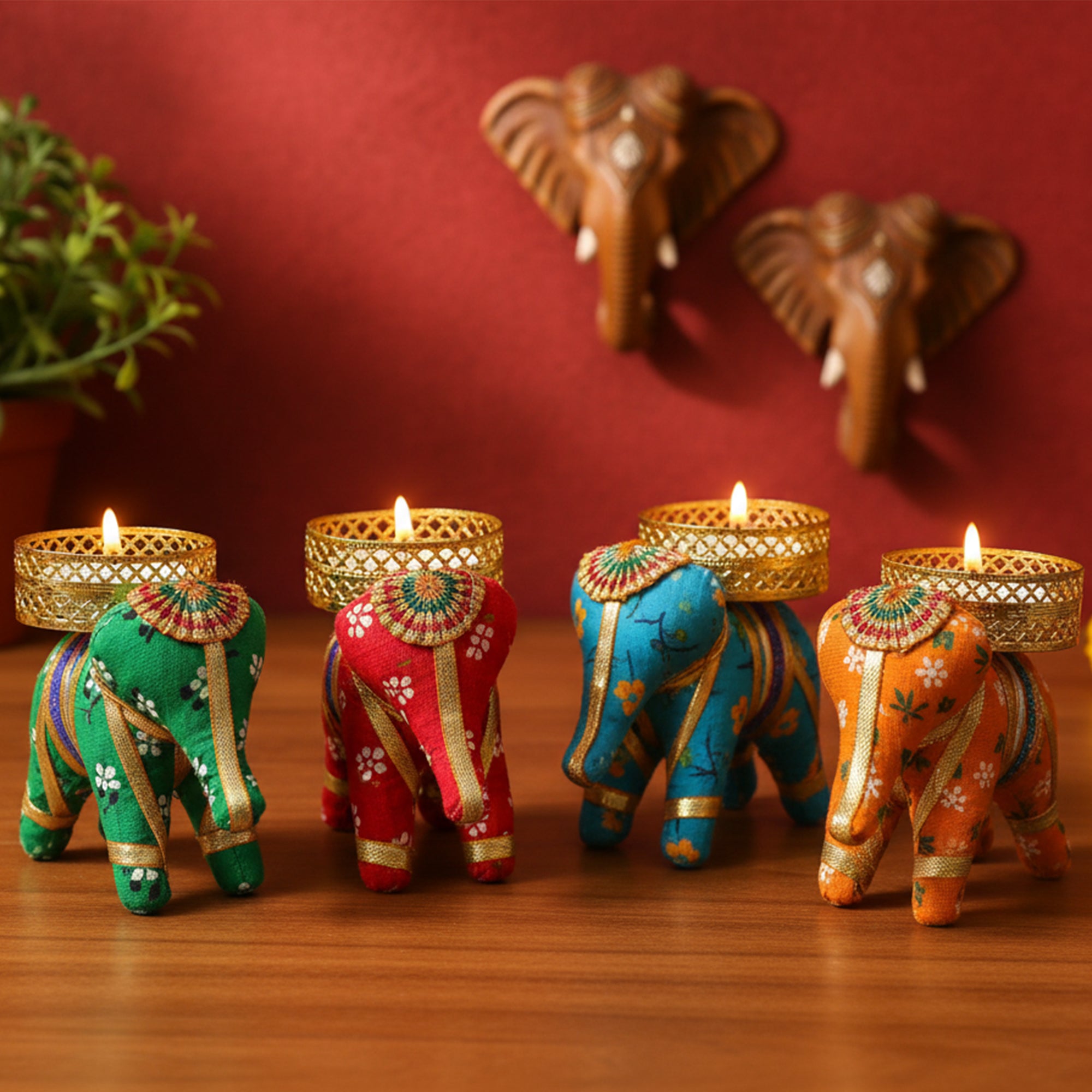 Elephant T-Light Candle Holder For Diwali