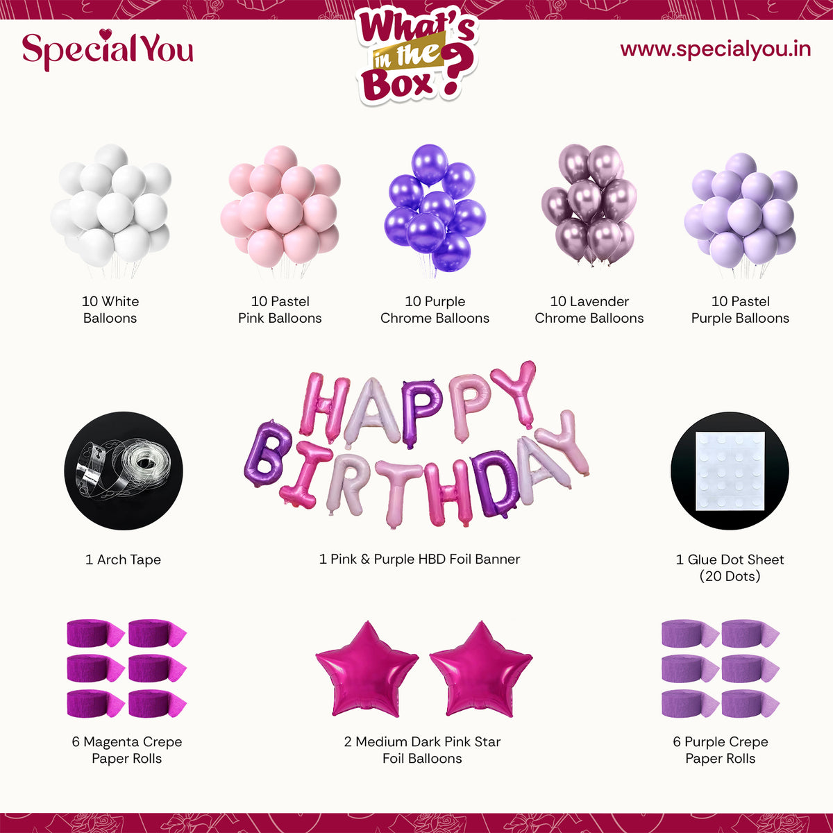 Purple Theme Crepe Paper Birthday Decoration DIY Kit