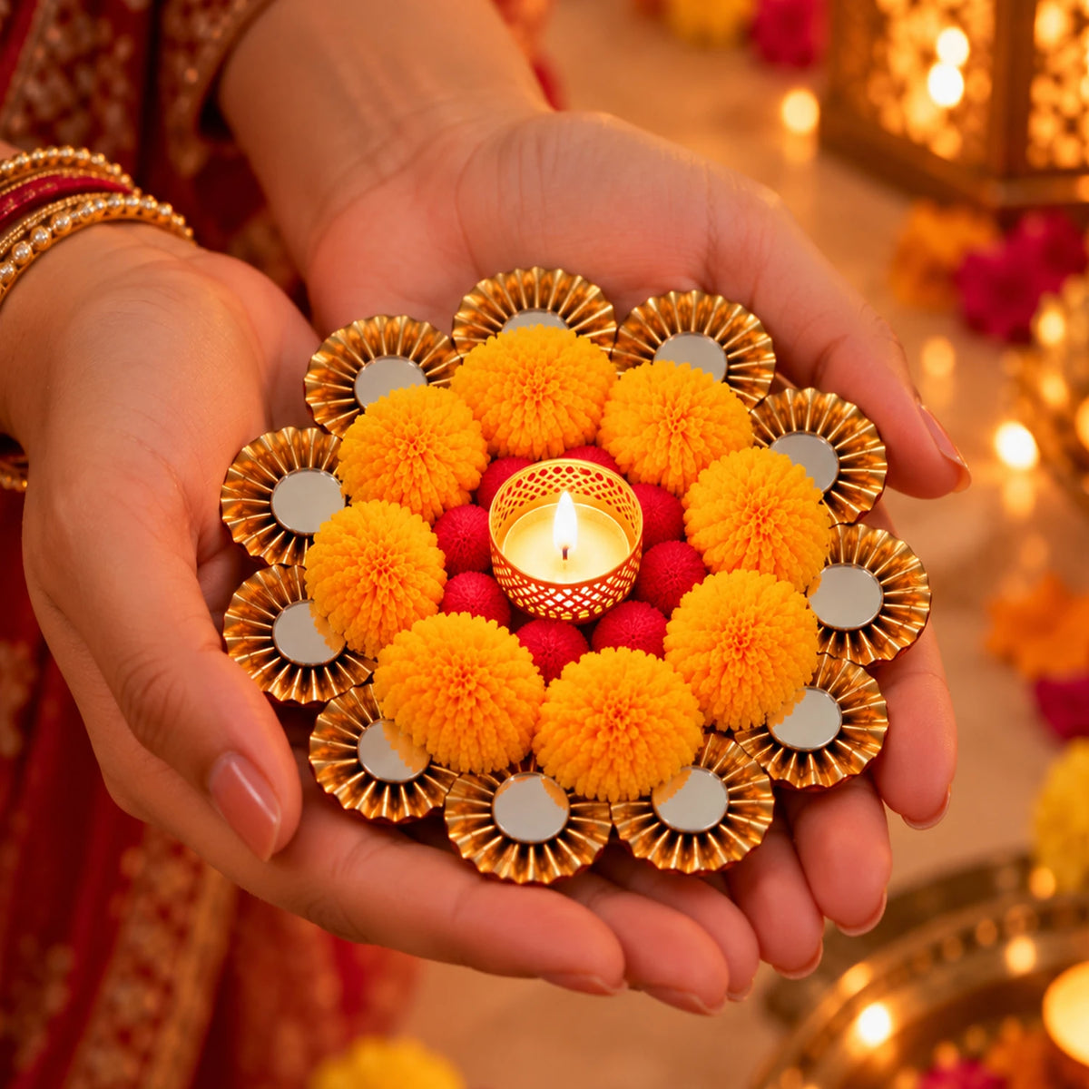 Rangoli T-Light Mat for Diwali Decoration (Set of 2)